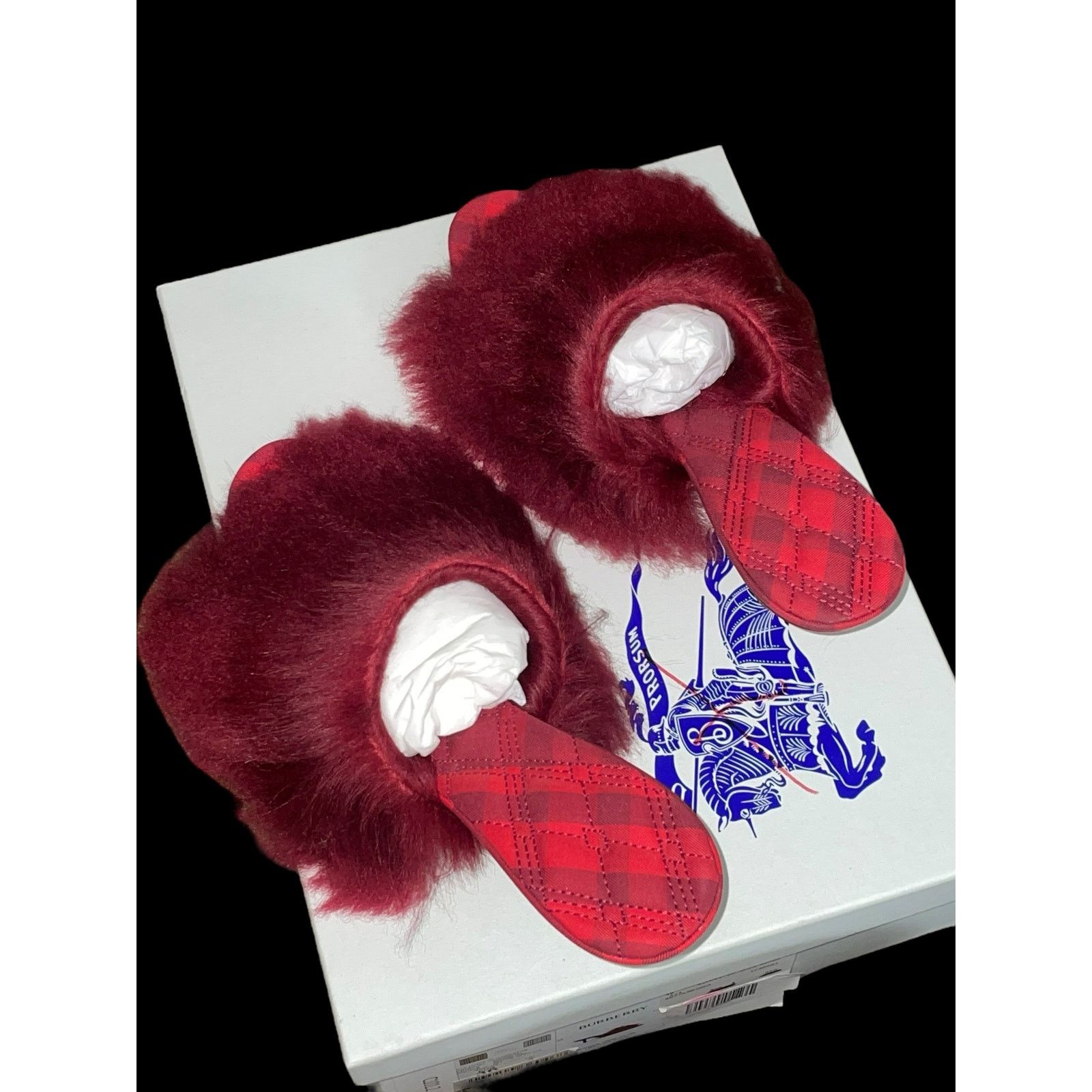 Burberry Burberry Minnie Jackie Shearling Mules Slide Sandal Red Size US 6 / IT 36 - 4 Thumbnail