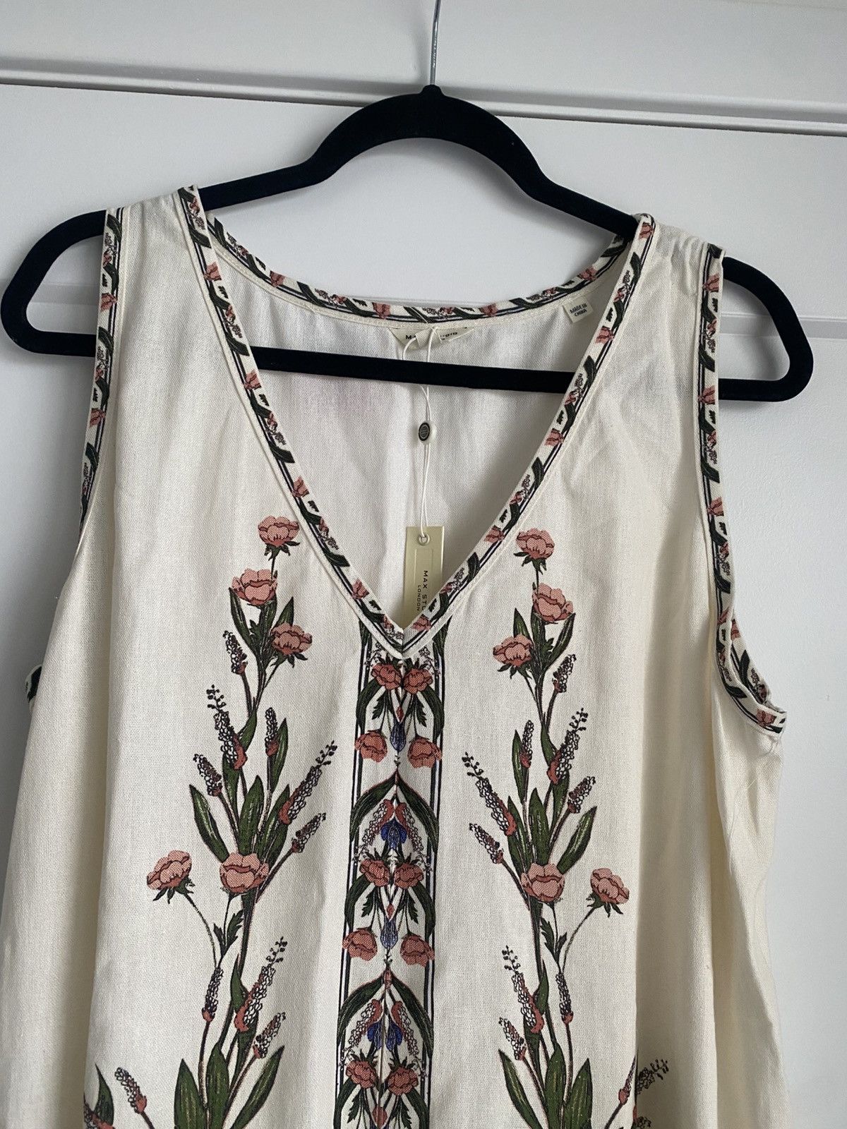 Other NWT Max Studio Cream Sleeveless V-Neck Sundress Maxi Dress Size XL / US 12-14 / IT 48-50 - 4 Thumbnail