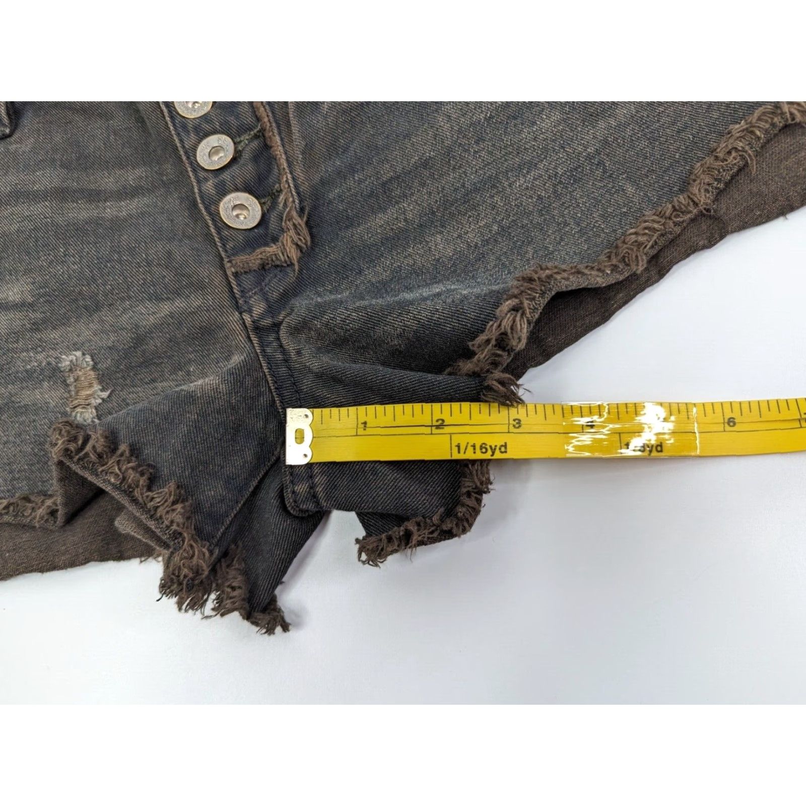 Free People Free People Runway Black Button Fly Distressed Cut Off Jean Shorts Size 26 Womens Regular Denim Short Color Black Button Front 26 Size 26" / US 2 / IT 38 - 3 Thumbnail