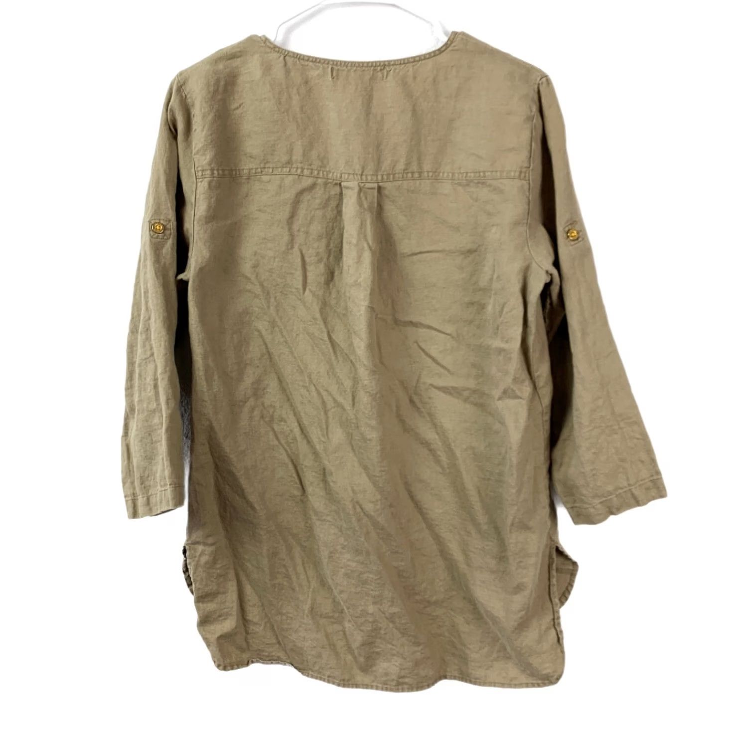 FLAX VINTAGE Company Ellen Tracy Shirt Linen Tunic Top Women's M Flax 3/4 Sleeve Size M / US 6-8 / IT 42-44 - 7 Thumbnail