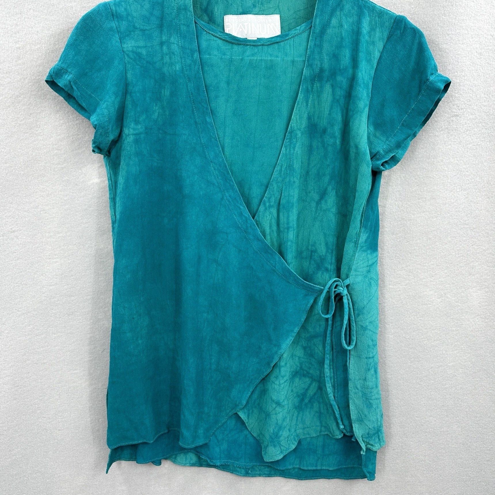 Vintage VINTAGE Dorothy Schoelen Blouse Womens Petite Small Wrap USA Y2K Retro 90s Blue Size S / US 4 / IT 40 - 3 Thumbnail