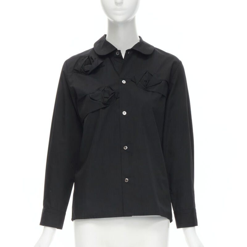 Junya Watanabe JUNYA WATANABE 1999 black cotton rose bud round collar long sleeve shirt M Size M / US 6-8 / IT 42-44 - 1 Thumbnail