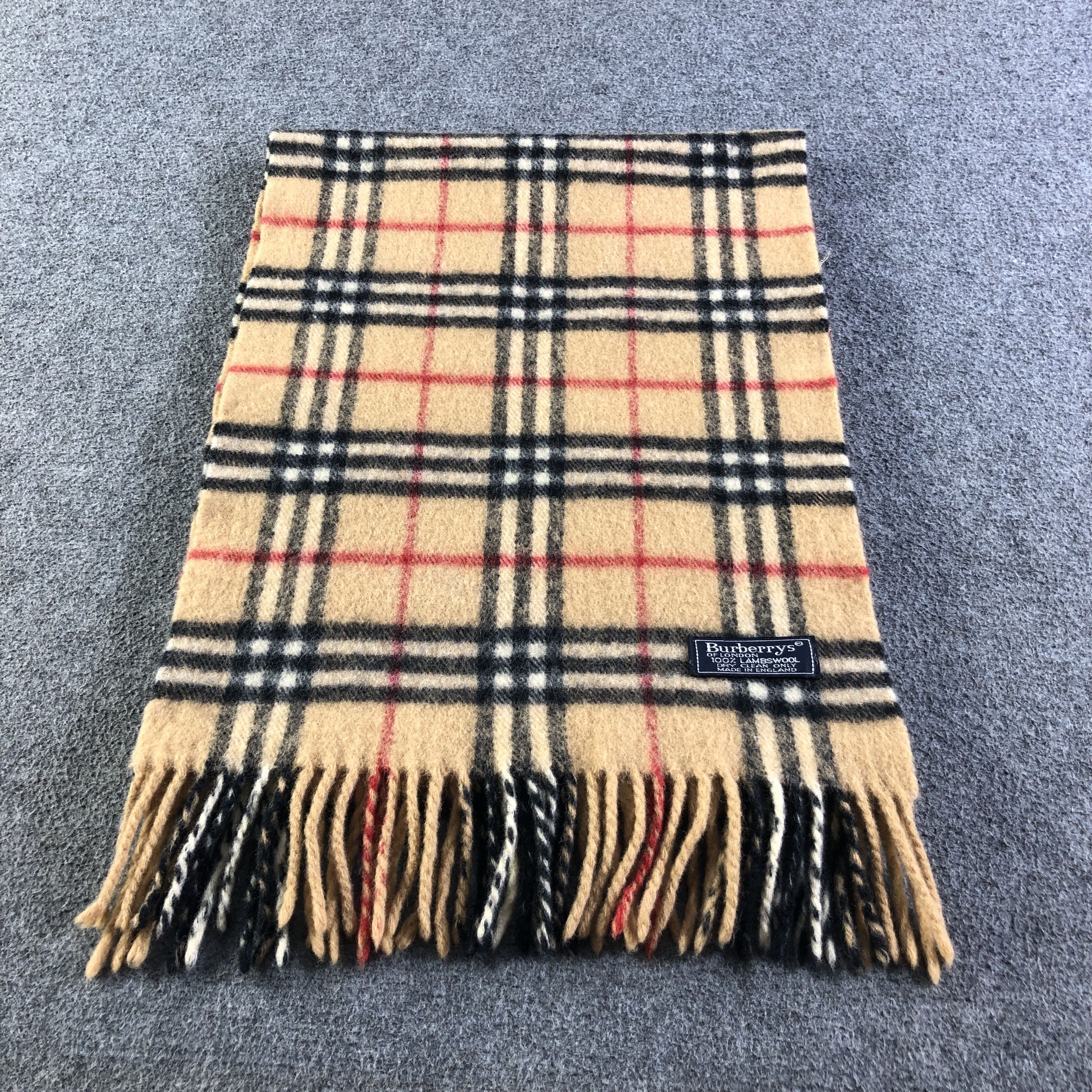 Burberry Burberrys Nova Check Tan Wool Scarf Muffler V2703 Size ONE SIZE - 3 Thumbnail