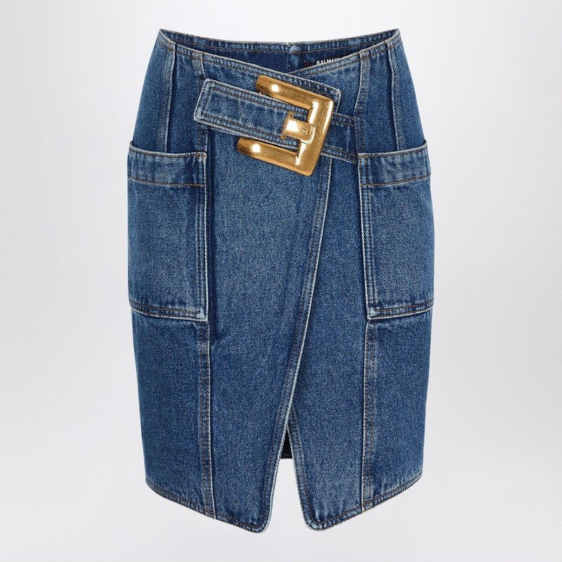 Balmain Denim Skirt With Belt