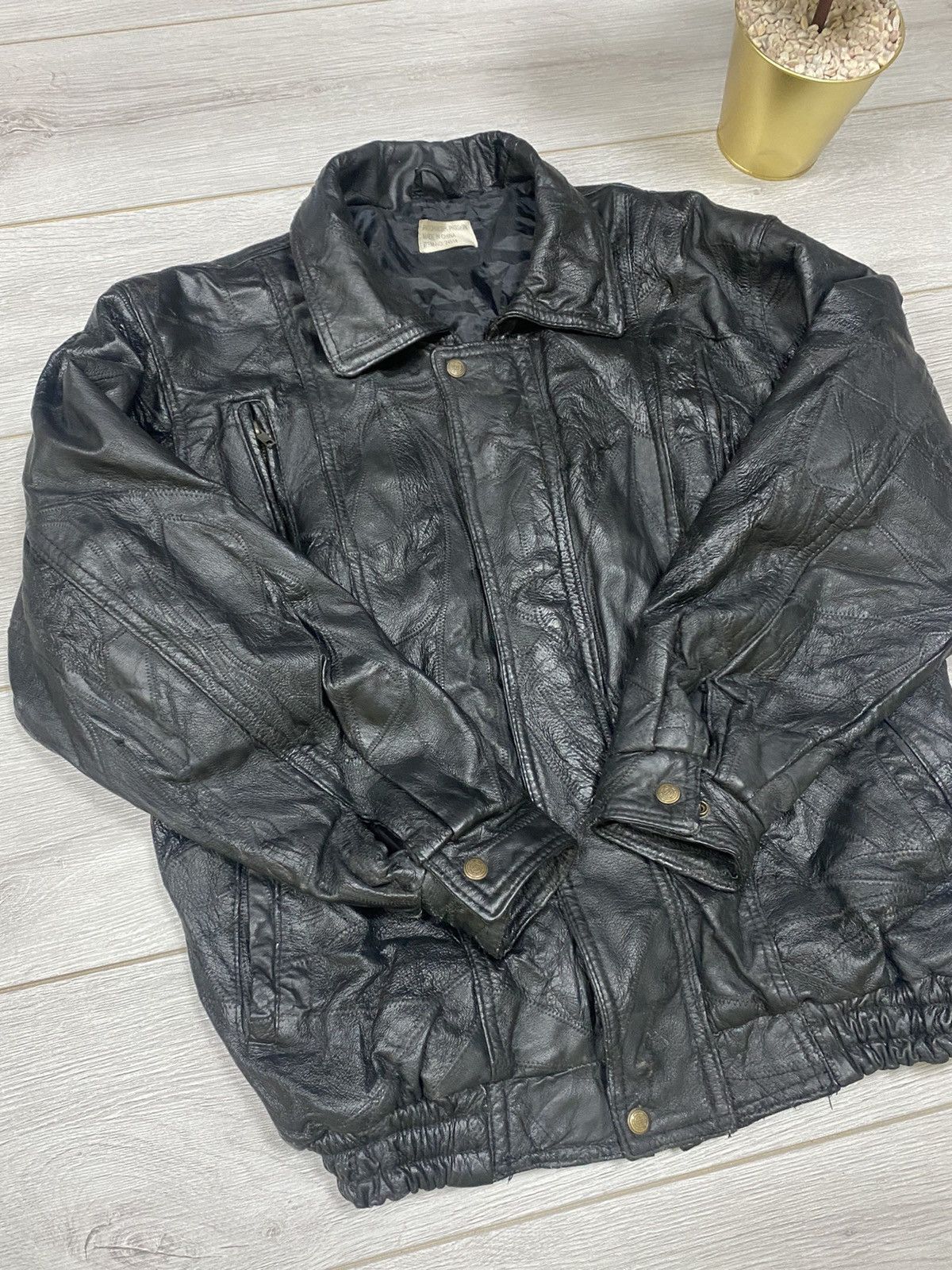 ジャケット・アウター vintage A.S.M pig skin leather jkt FLAVOR Men's Leather Baseball Jacket Vintage Suede Pigskin