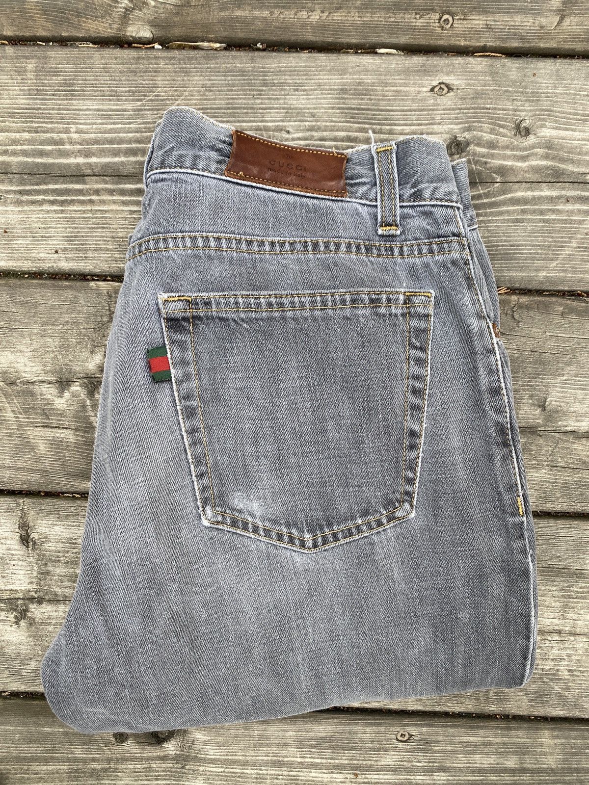 Gucci Gucci Jeans Size 34 Gray Leather Tab Size US 34 / EU 50 - 1 Thumbnail