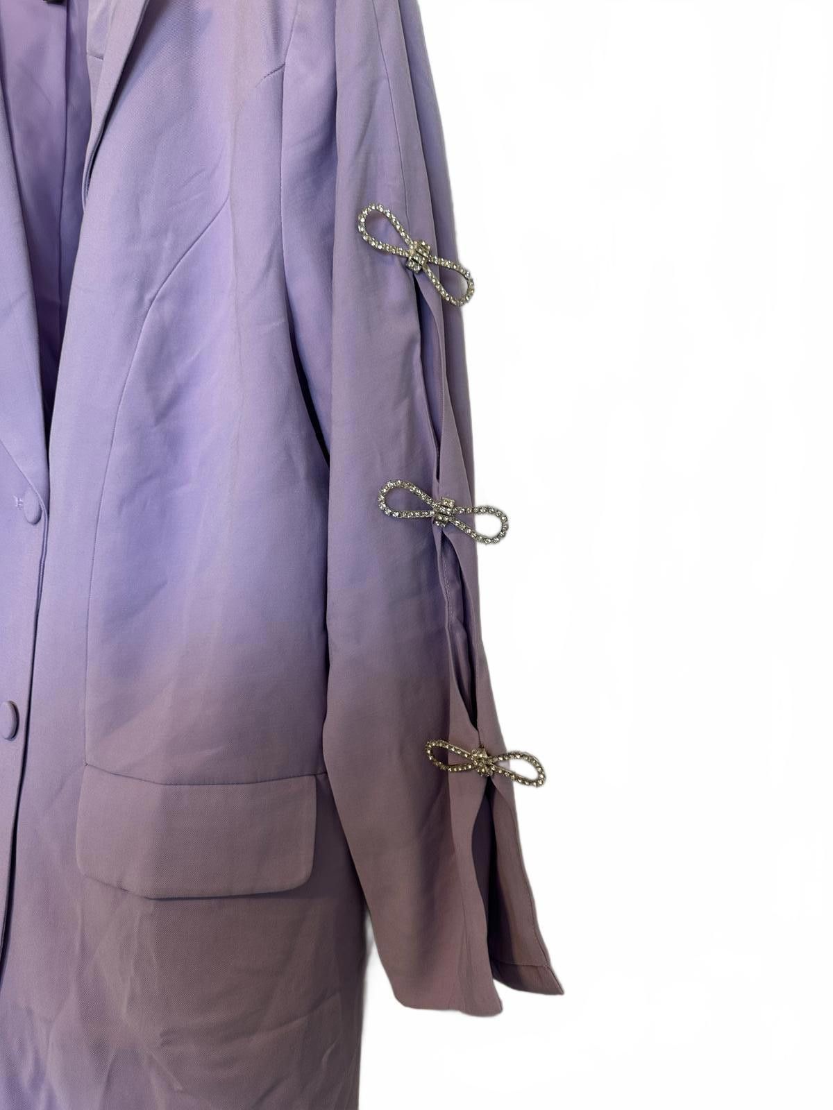 Designer Stylish ELOQUII Lilac Blazer with Unique bow Detail Size 3XL / US 20-22 - 3 Thumbnail