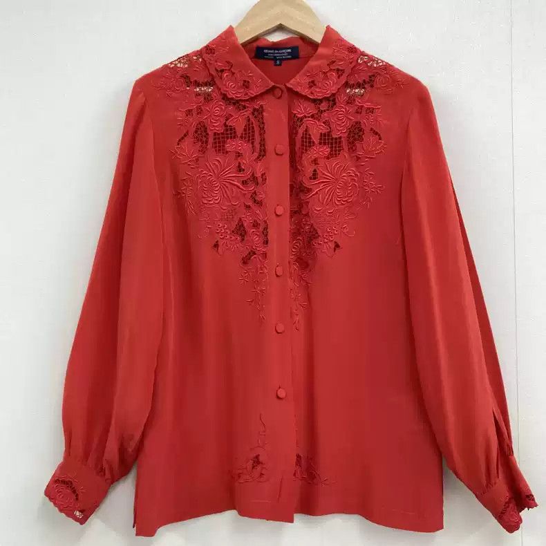 comme des garcons embroidered collar shirt