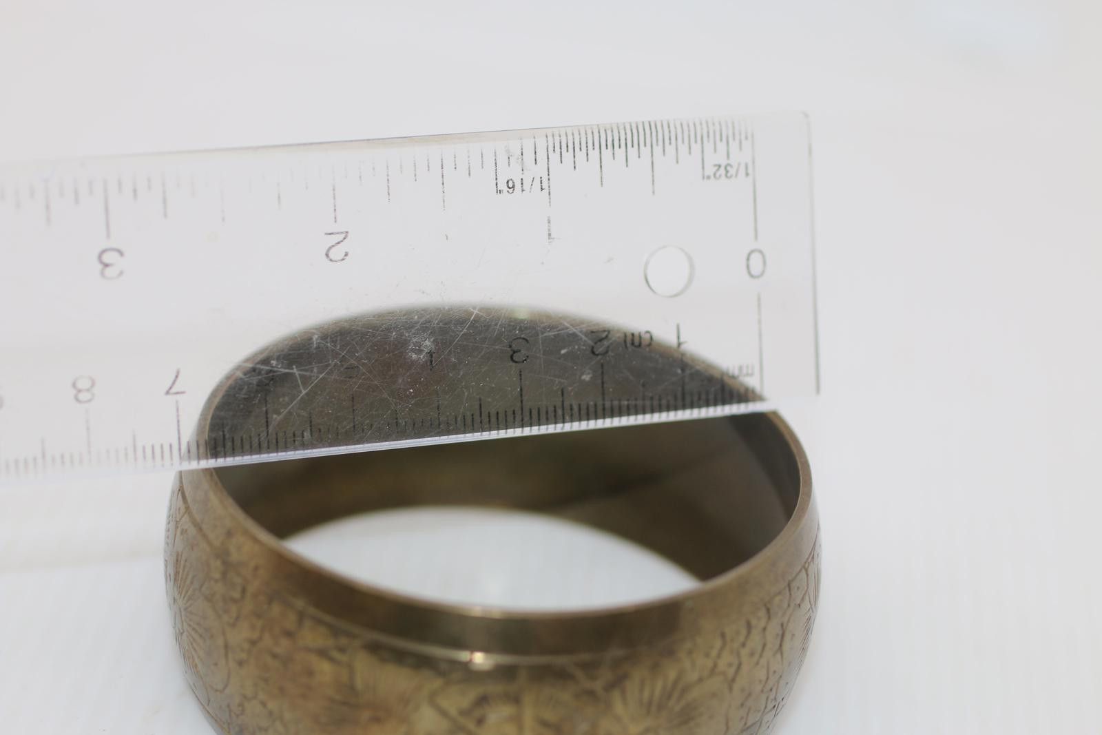 The Unbranded Brand Vintage Brass-Tone Etched Bangle Bracelet – Wide Metal Cuff Size ONE SIZE - 8 Thumbnail