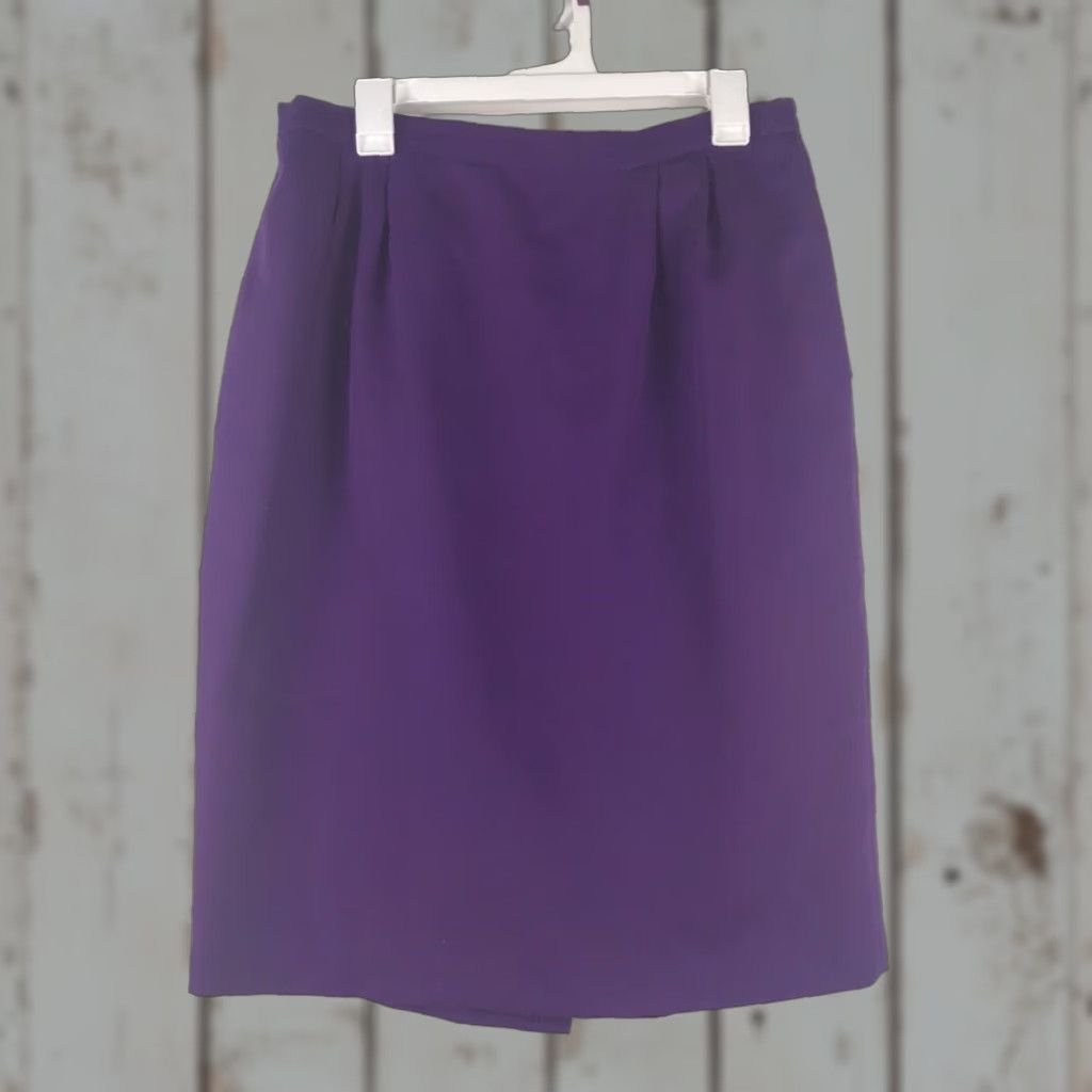 Vintage Vintage Karen Stuart Purple Pleated Midi Skirt Womens Size 16 USA Size 38" / US 16 / IT 52 - 1 Thumbnail