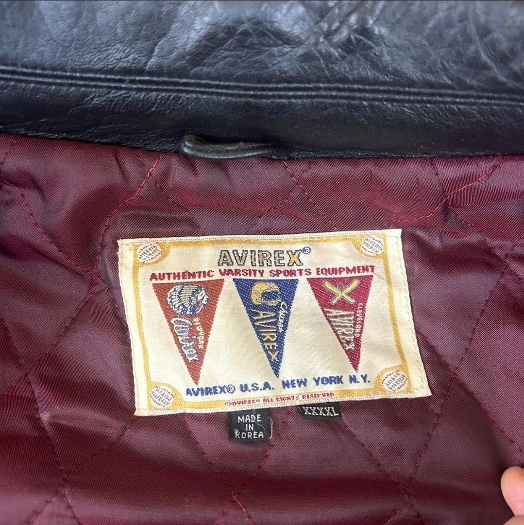 Avirex VTG Avirex Black West Indies Sharks Leather Bomber Size US XXL / EU 58 / 5 - 4 Thumbnail