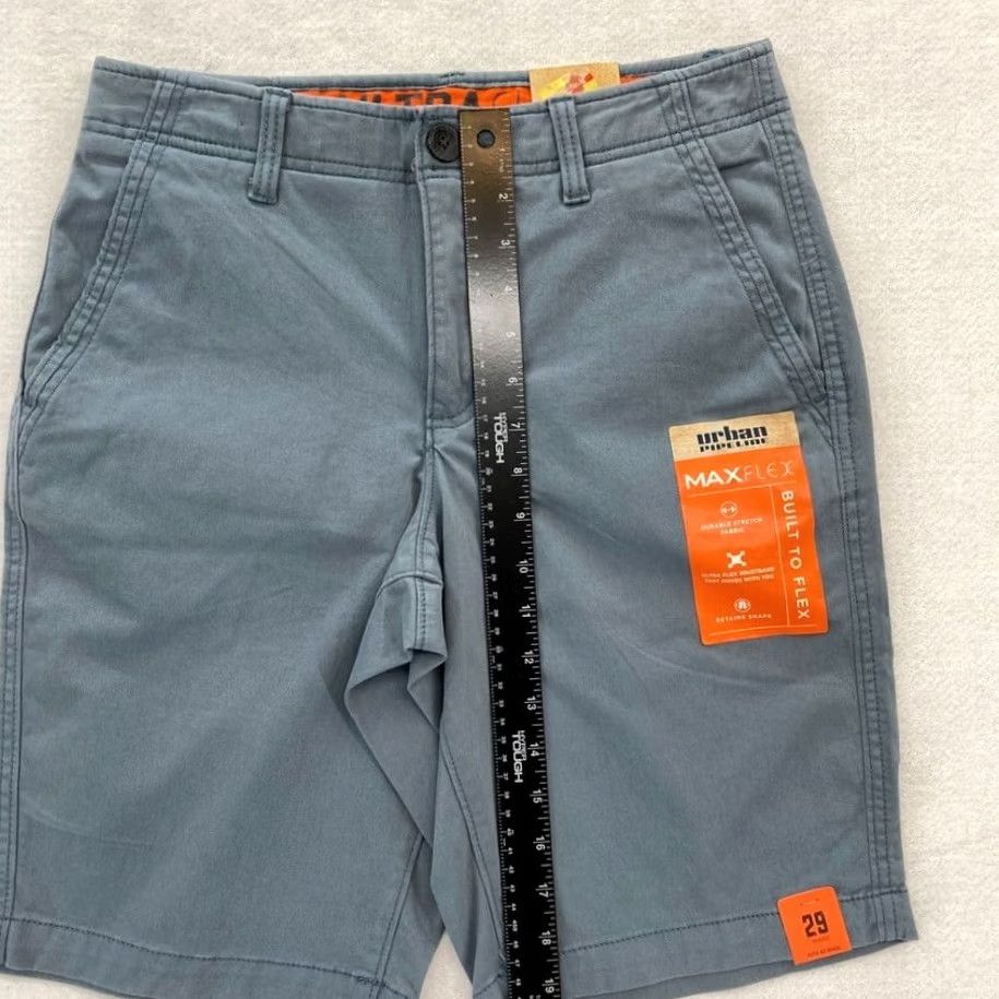 Vintage Urban Pipeline Shorts Mens 29 Blue Flat Front Chino Short 11" MaxFlex Navy NWT Size US 29 - 6 Thumbnail