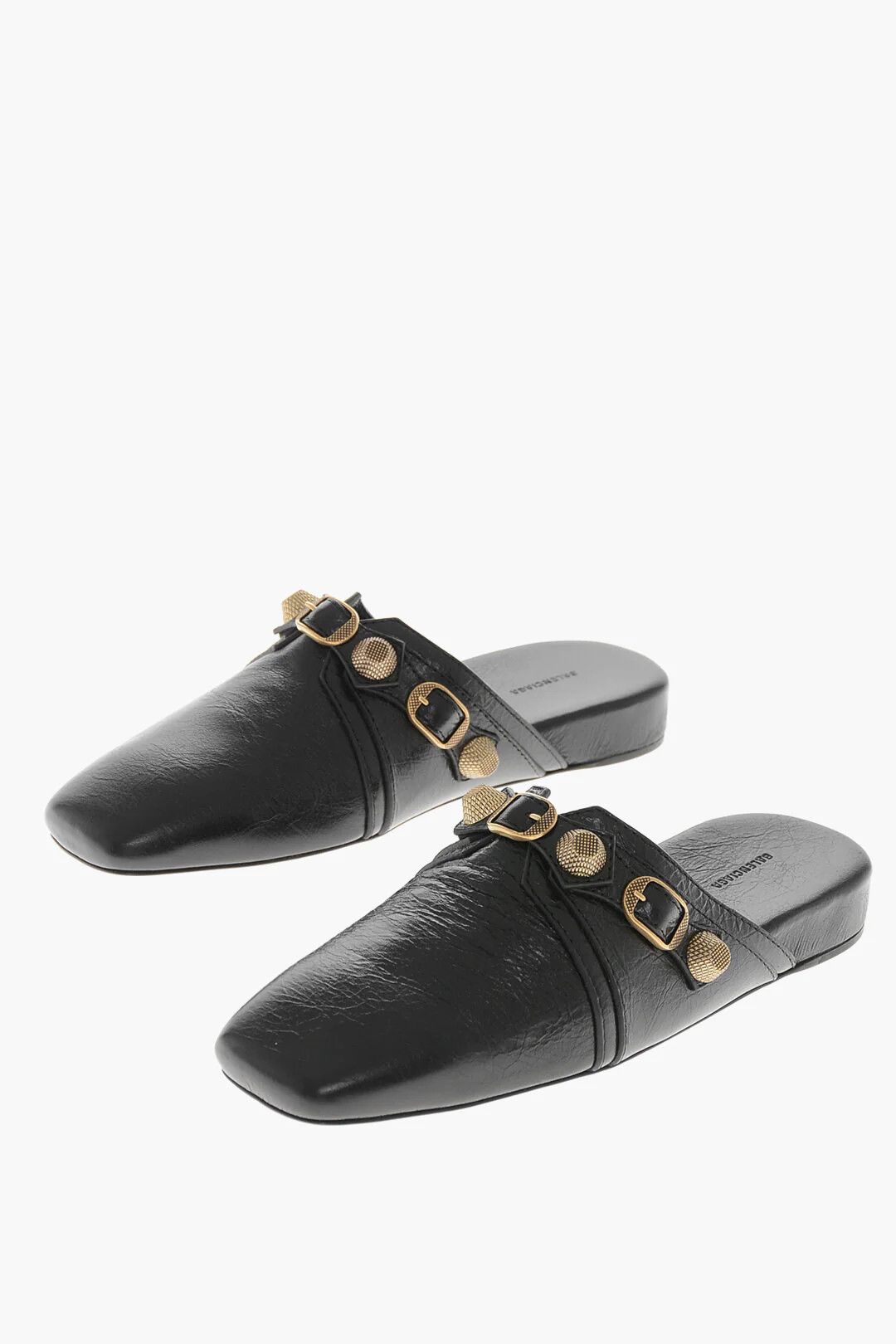Balenciaga og1mm0326 Hammered Patent Leather Mules in Black Size US 7.5 / IT 37.5 - 3 Thumbnail