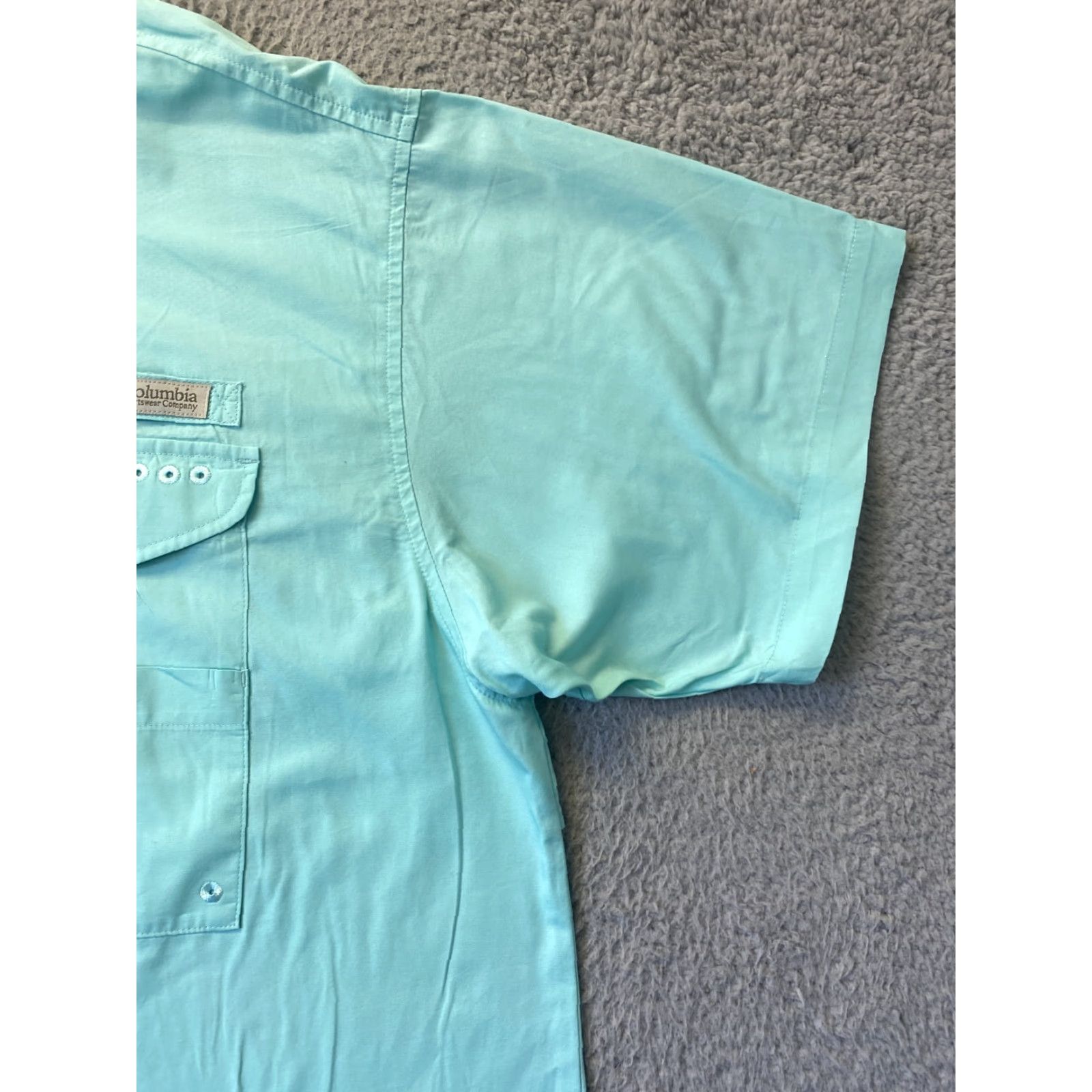 Altea Columbia Shirt Men's PFG Button-Down XL Teal Performance Fishing Gear /59-43 Short Sleeve Col l ar Button-Up Logo All Seasons Breathable Mens Size US XL / EU 56 / 4 - 3 Thumbnail
