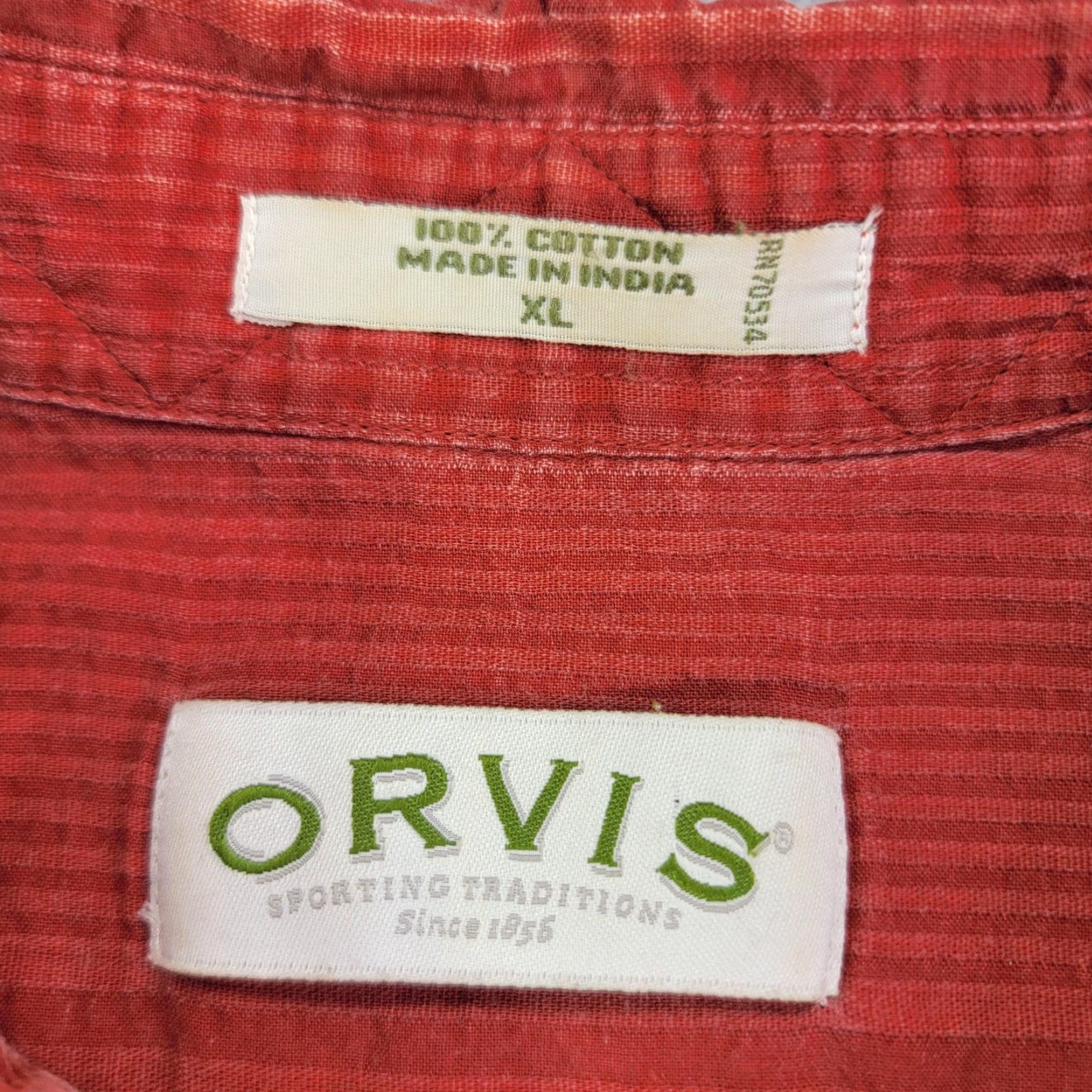 Orvis Orvis Shirt Mens XL Red Corduroy Striped Long Sleeve Button Front Pocket Casual Size US XL / EU 56 / 4 - 2 Thumbnail