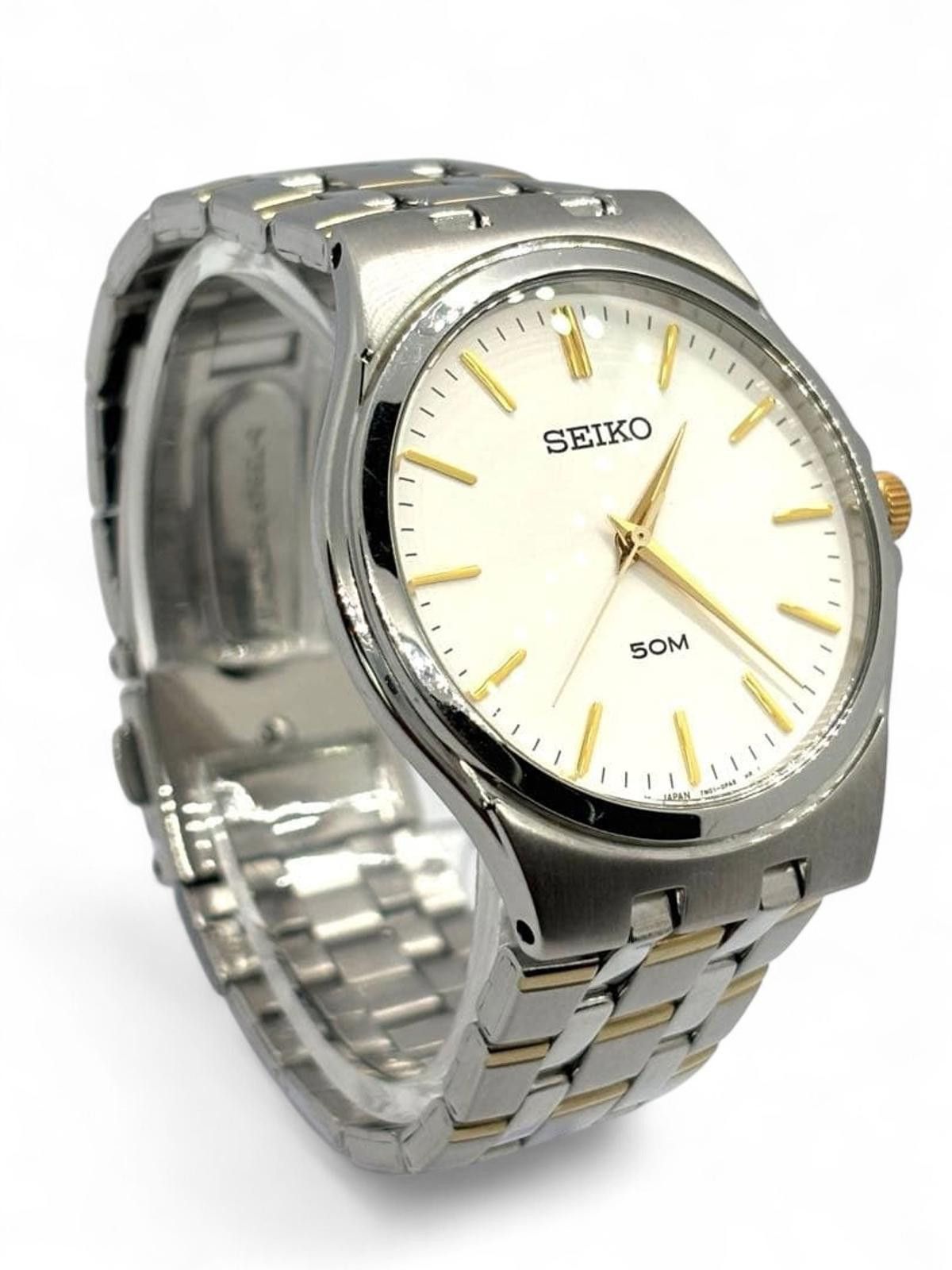 Seiko Seiko - Stainless Steel Men's Watch with Gold Accents Size ONE SIZE - 2 Thumbnail