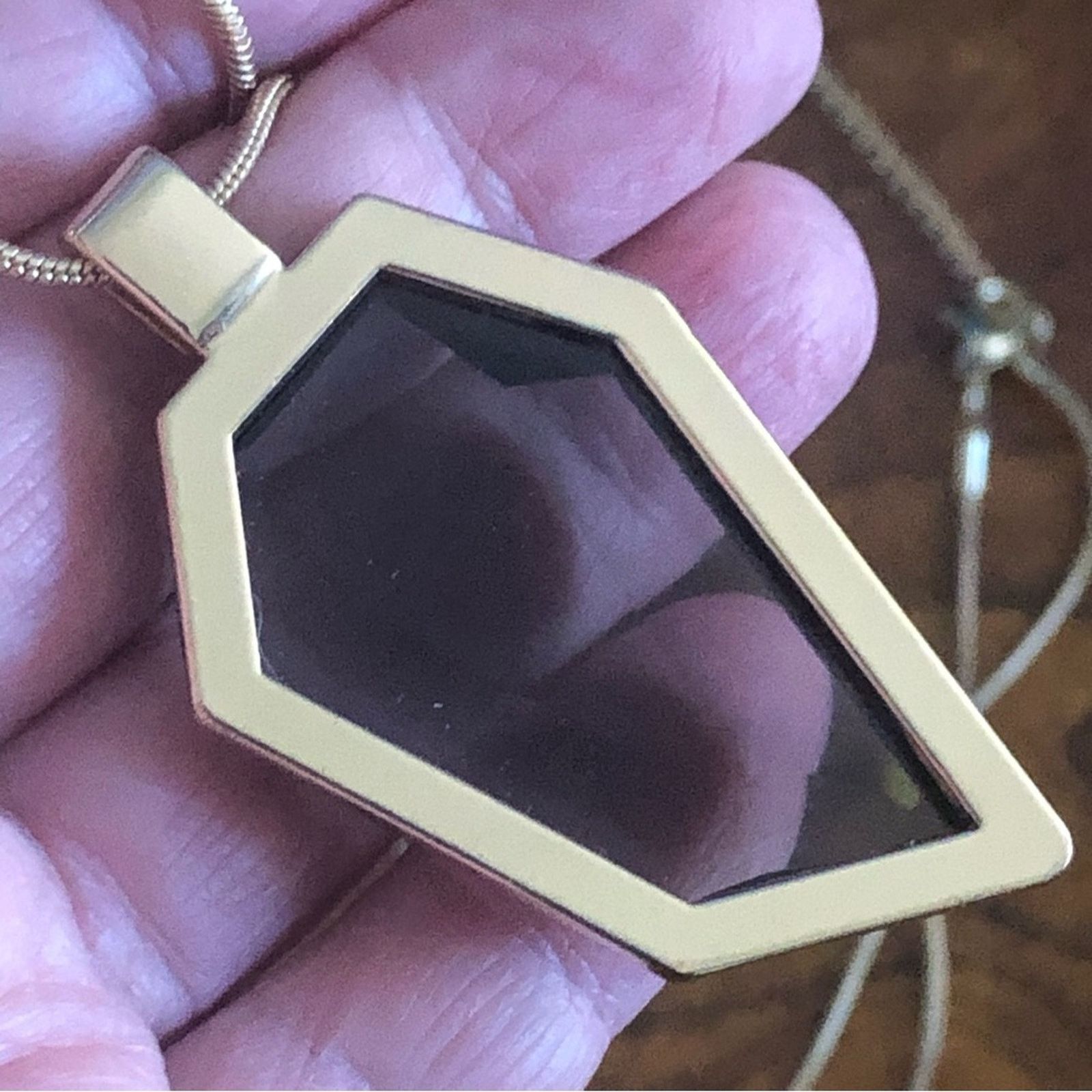 Jewelry Geometric faceted smoky topaz lucite pendant necklace Size ONE SIZE - 7 Thumbnail