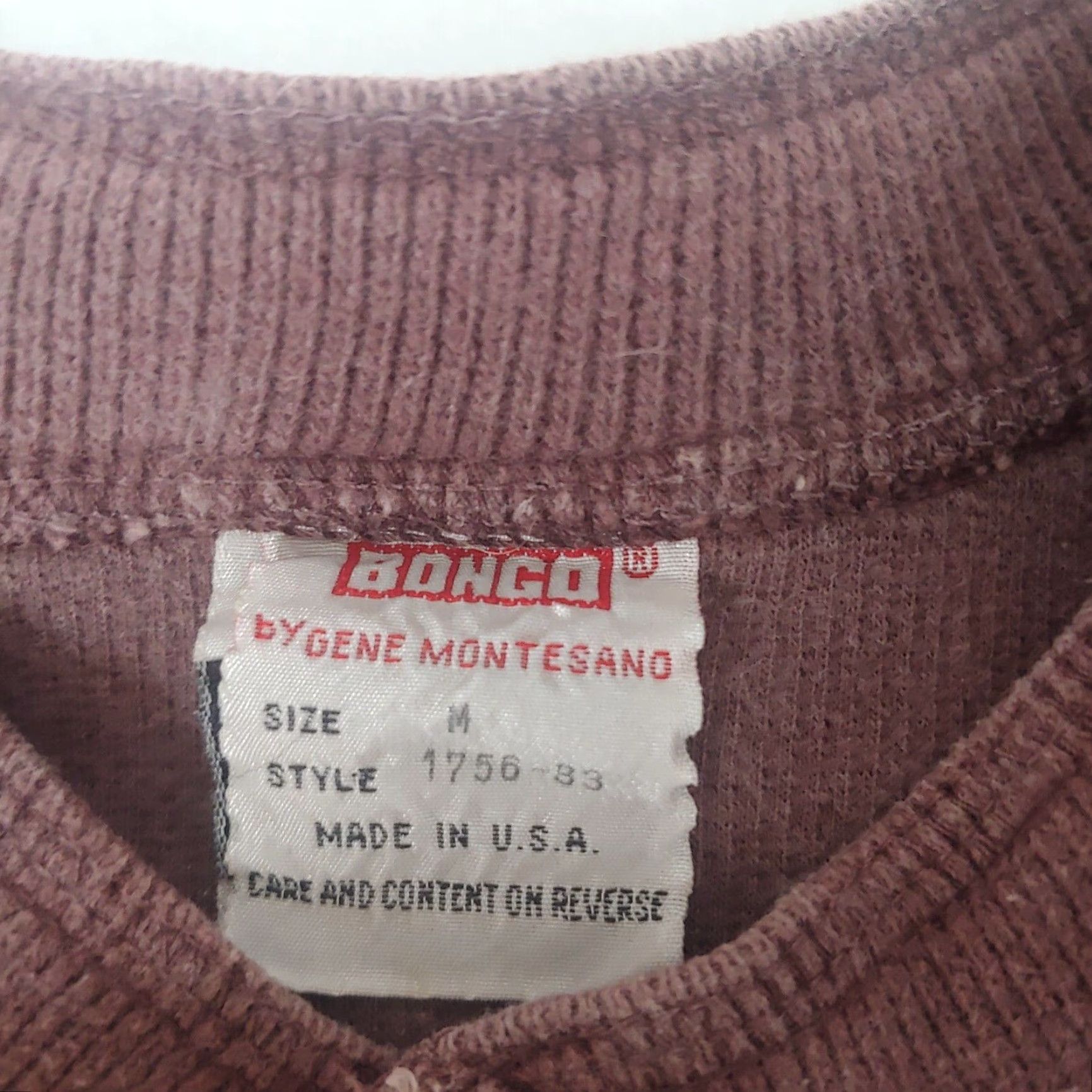 Vintage VINTAGE Bongo Henley Shirt Men Medium Long Sleeve Plum USA Ribbed Heavy Cotton Size US M / EU 48-50 / 2 - 4 Thumbnail