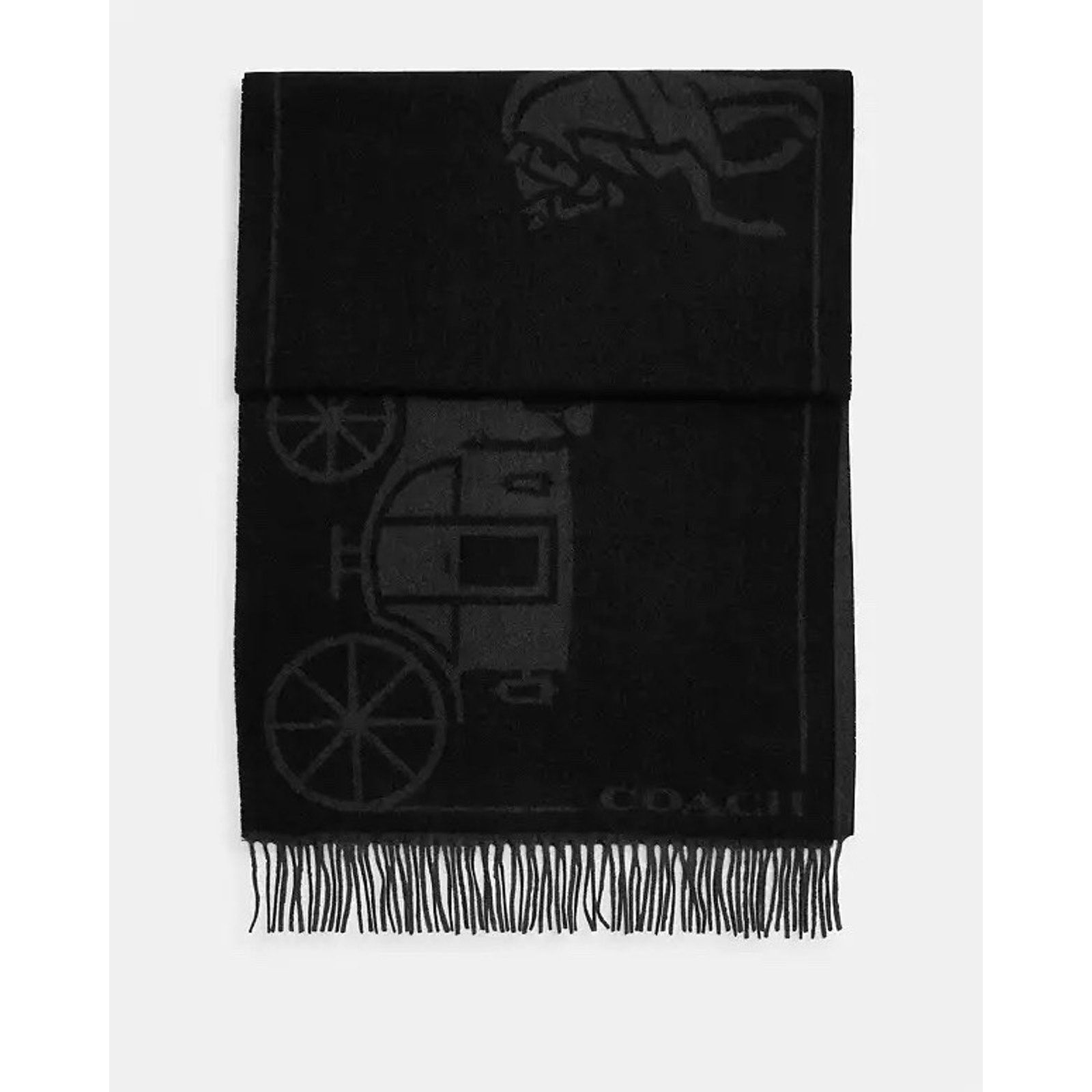Coach NWT Coach Horse Carriage Oversized Muffler Scarf BLACK CU808 Size ONE SIZE - 7 Thumbnail