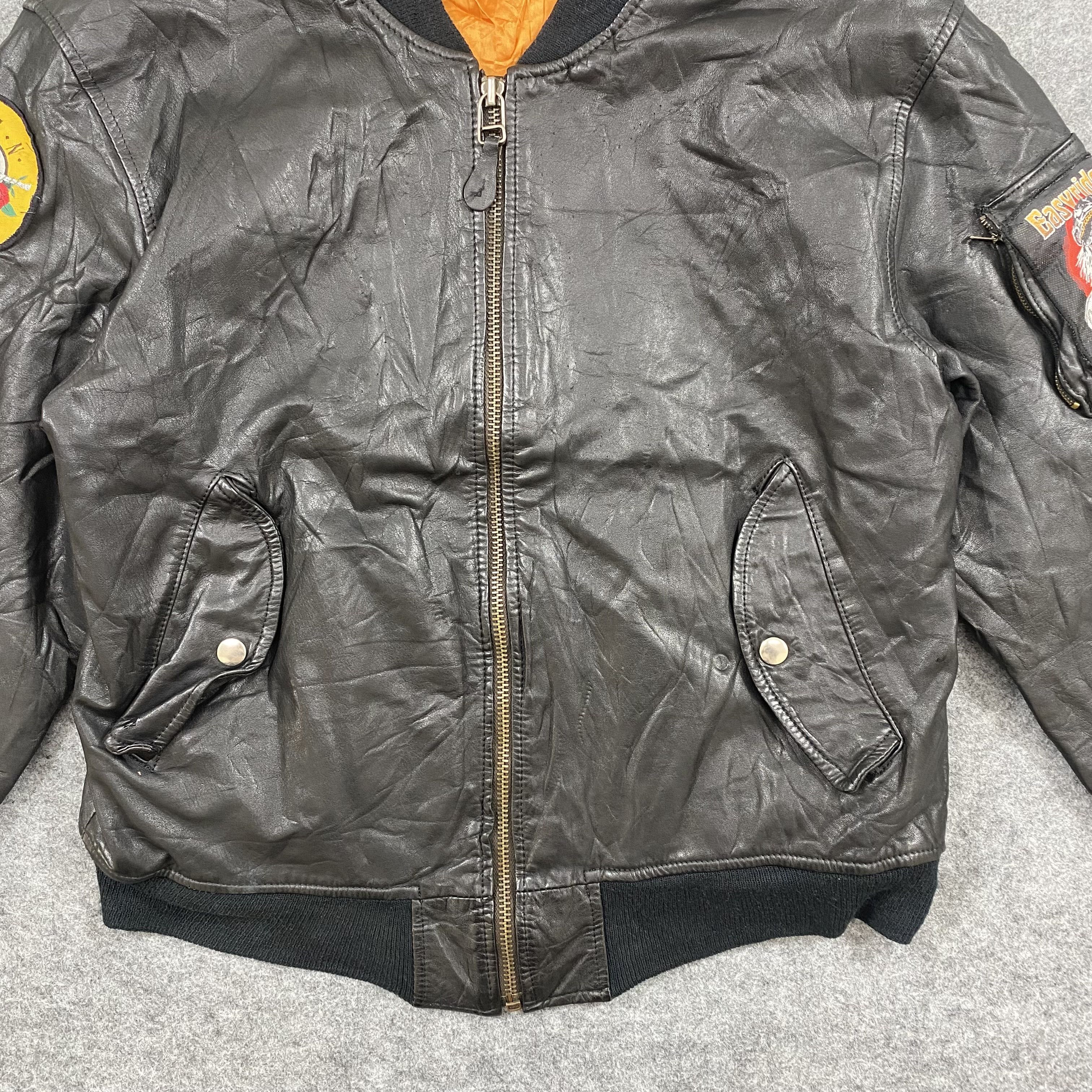 If Six Was Nine VINTAGE PATCH BAND BOMBER LEATHER JACKET-J638 Size US M / EU 48-50 / 2 - 6 Thumbnail