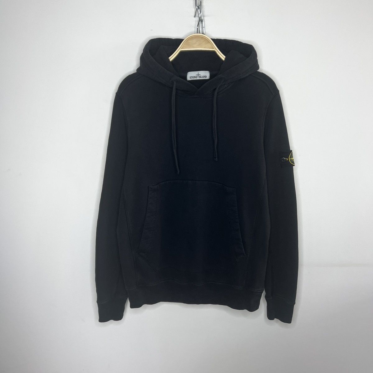 Stone Island Hoodie Sweatshirt Hooded Black Patch Logo
