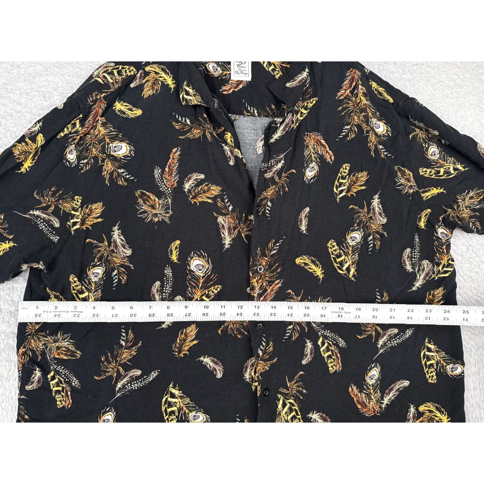 Vintage VINTAGE 185 Couture Shirt Men 1XL Black Floral Feathers AOP Hawaiian Button Cotton Read Size US XL / EU 56 / 4 - 7 Thumbnail