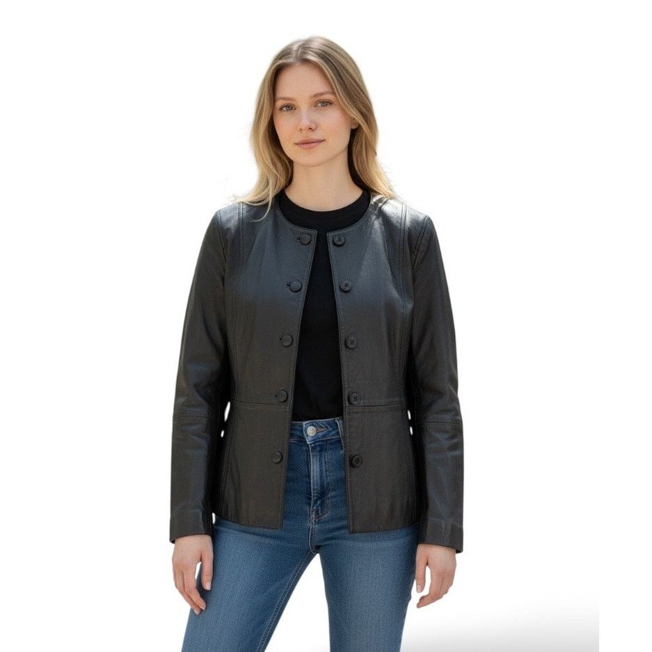 Isaac Mizrahi Isaac Mizrahi Live! snap closure 100% leather jacket size 4 Size S / US 4 / IT 40 - 1 Thumbnail
