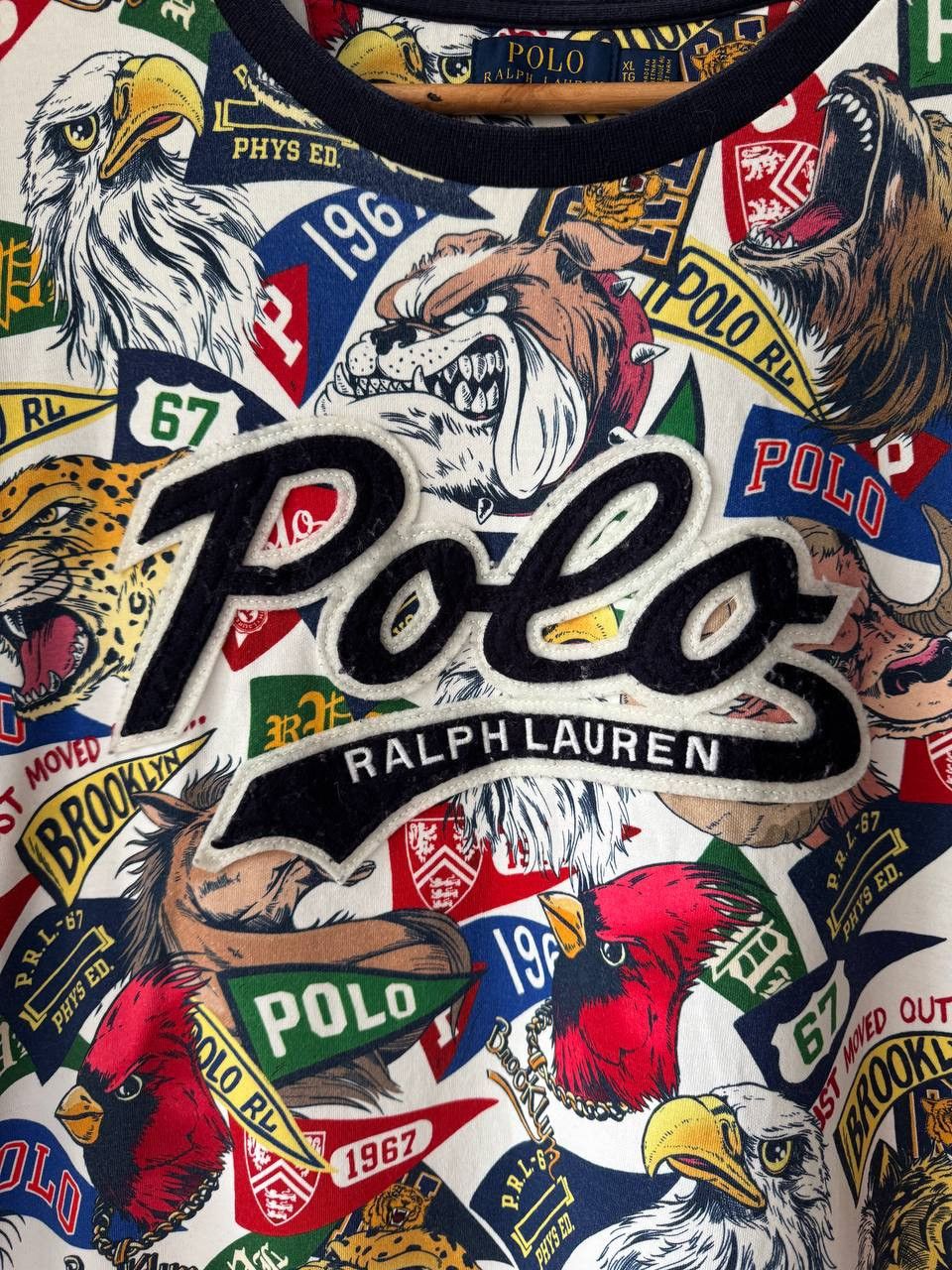 Polo Ralph Lauren × Vintage Vintage Y2K Polo Ralph Lauren All Over Print Logo Sweatshirt Size US XL / EU 56 / 4 - 4 Thumbnail
