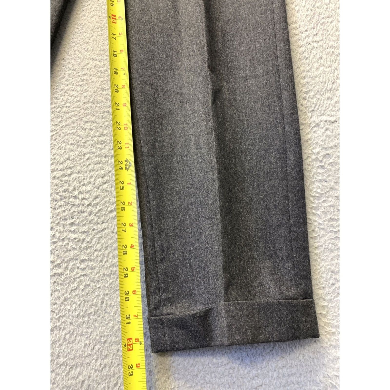 Vintage Anderson Morton Dress Pants Men’s 34x32 Gray Wool Flat Front Zipper Casual Dress Pants Classic Fit Slash Pockets Italy Size US 34 / EU 50 - 4 Thumbnail