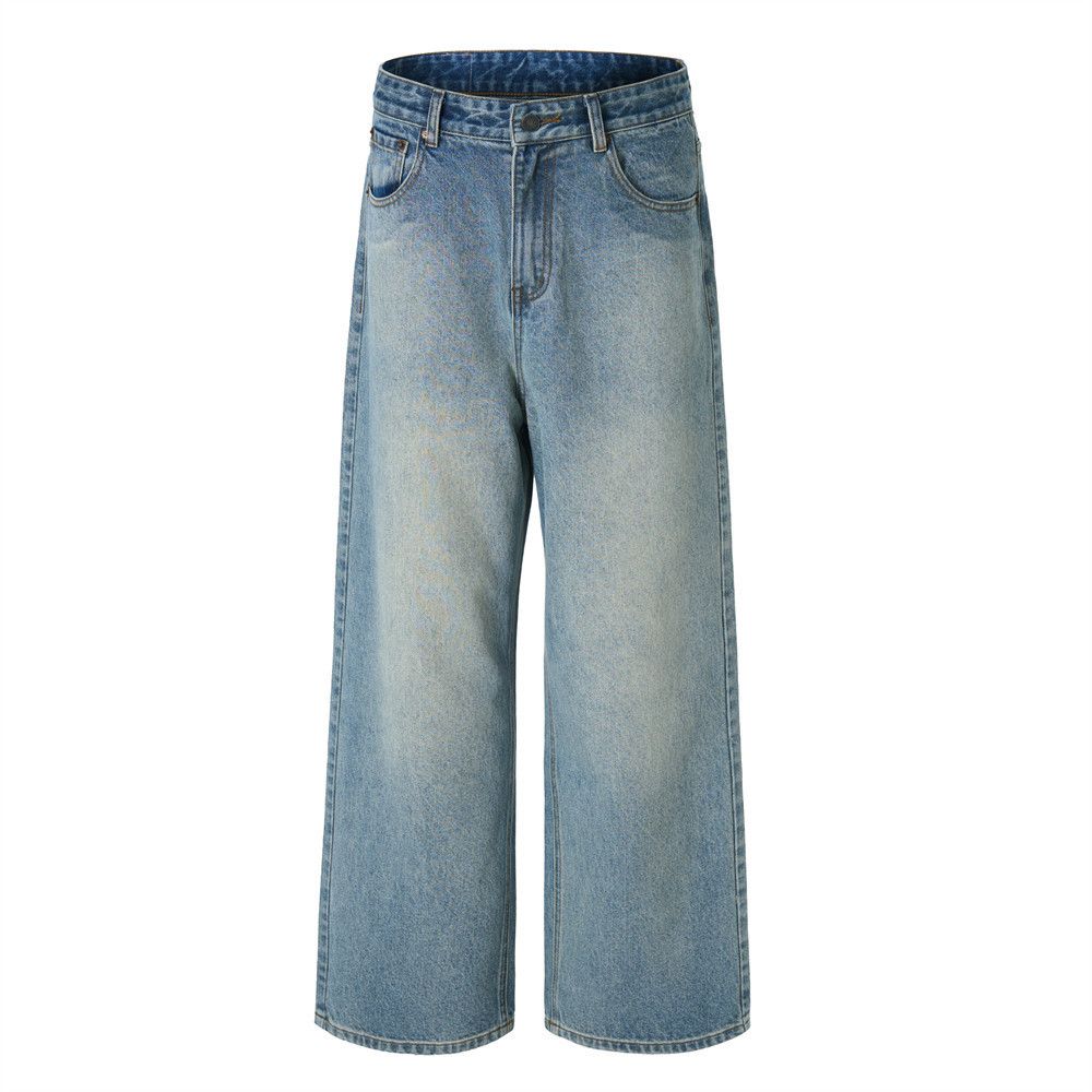 Japanese Brand High-street retro men's loose straight leg washed jeans Size US 32 / EU 48 - 5 Thumbnail