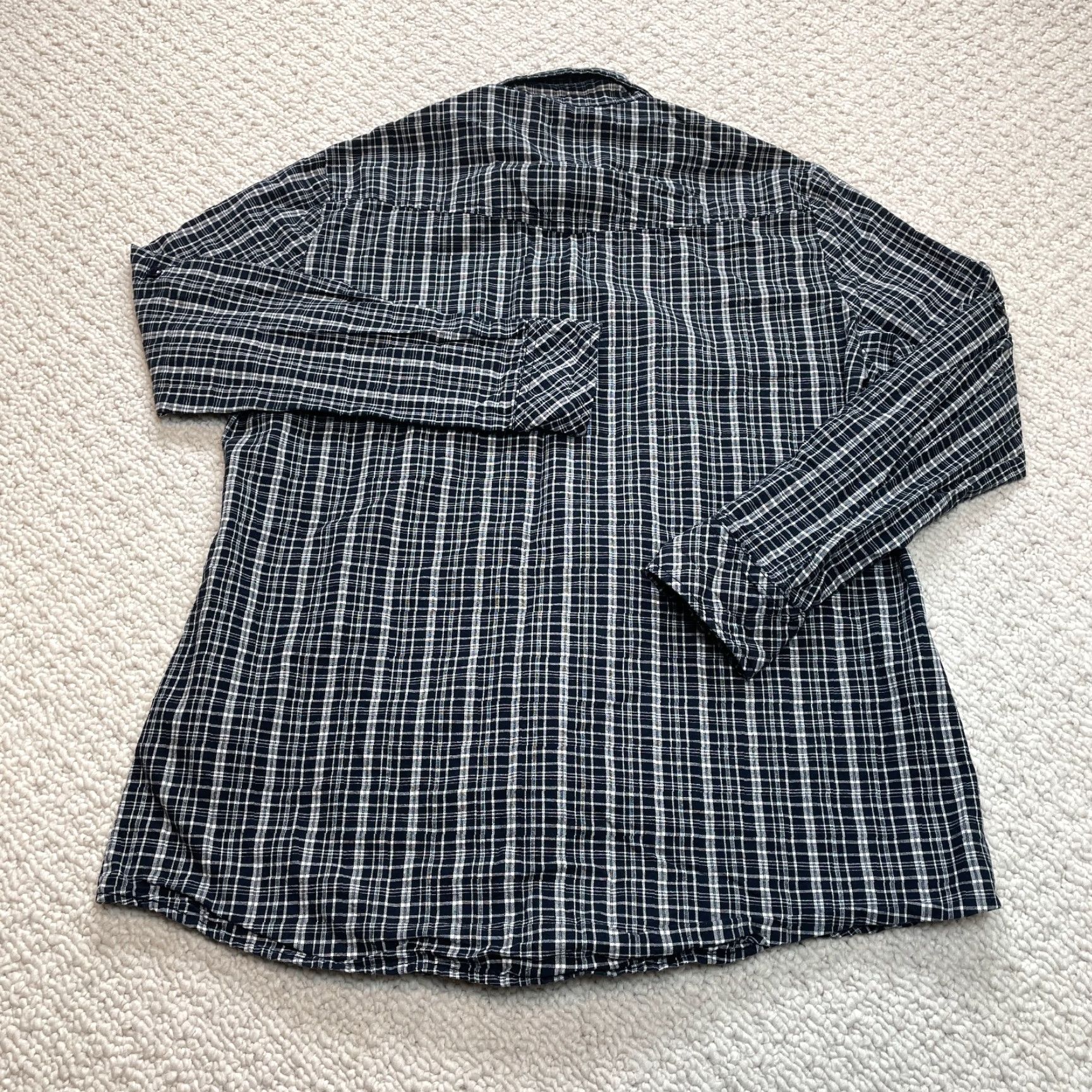 Vintage VINTAGE Matchstick Shirt Plaid Button Up XL Mens Blue White Long Sleeve Cotton Size US XL / EU 56 / 4 - 8 Thumbnail