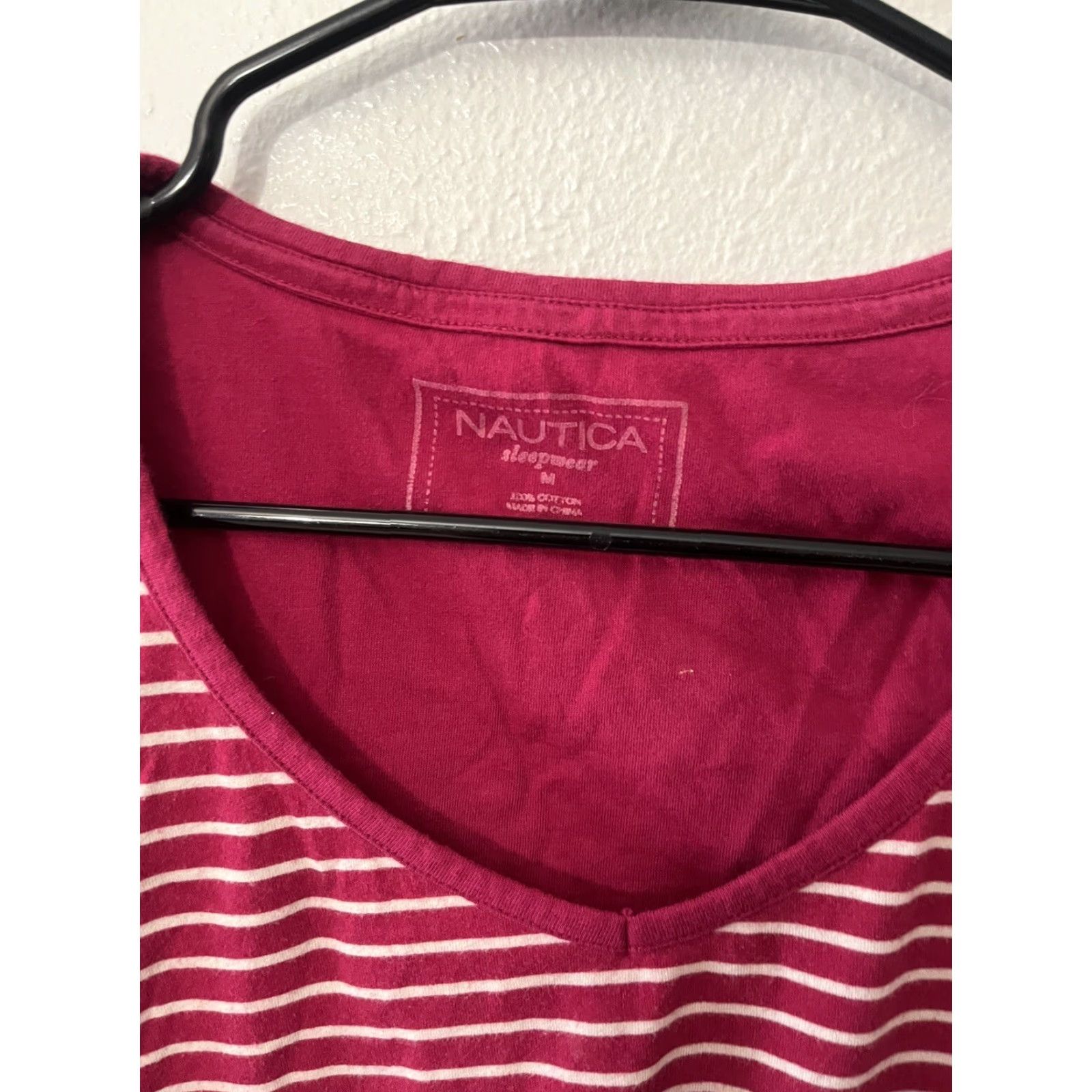 Nautica VINTAGE Nautica Shirt Womens M Pink Striped Long Sleeve Pajama Top Adult Medium Cotton Blend Sleepwear Size M / US 6-8 / IT 42-44 - 3 Thumbnail
