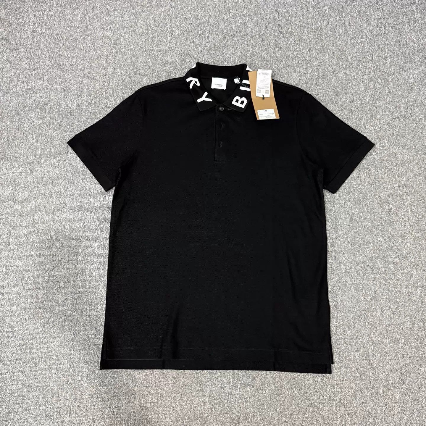 Burberry Burberry Black Collar Logo Short Polo Shirt L NWT Size L / US 10 / IT 46 - 1 Thumbnail