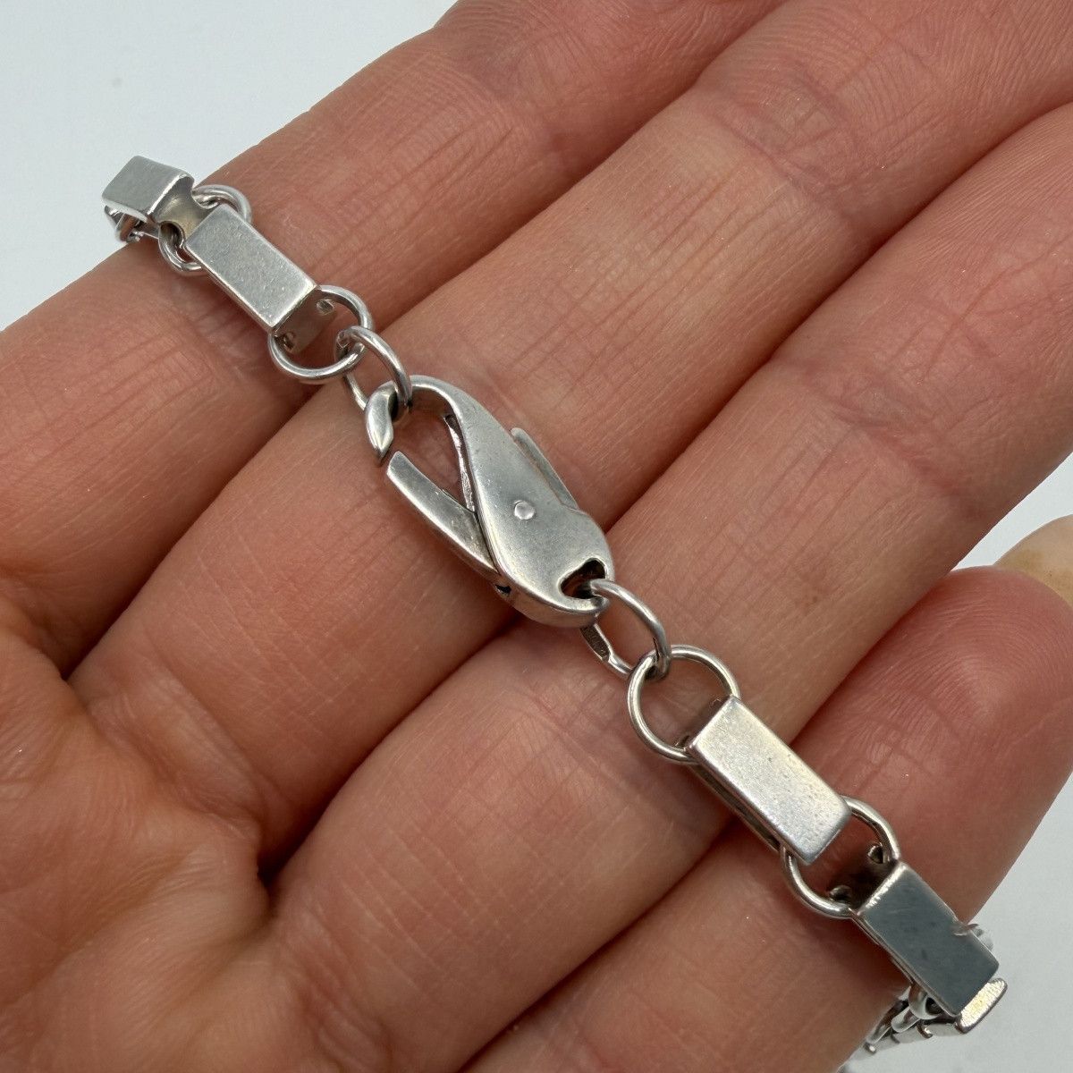 Sterling Silver Heavy Vintage 925 Sterling Silver Bar Link Men's Chain Size ONE SIZE - 4 Thumbnail