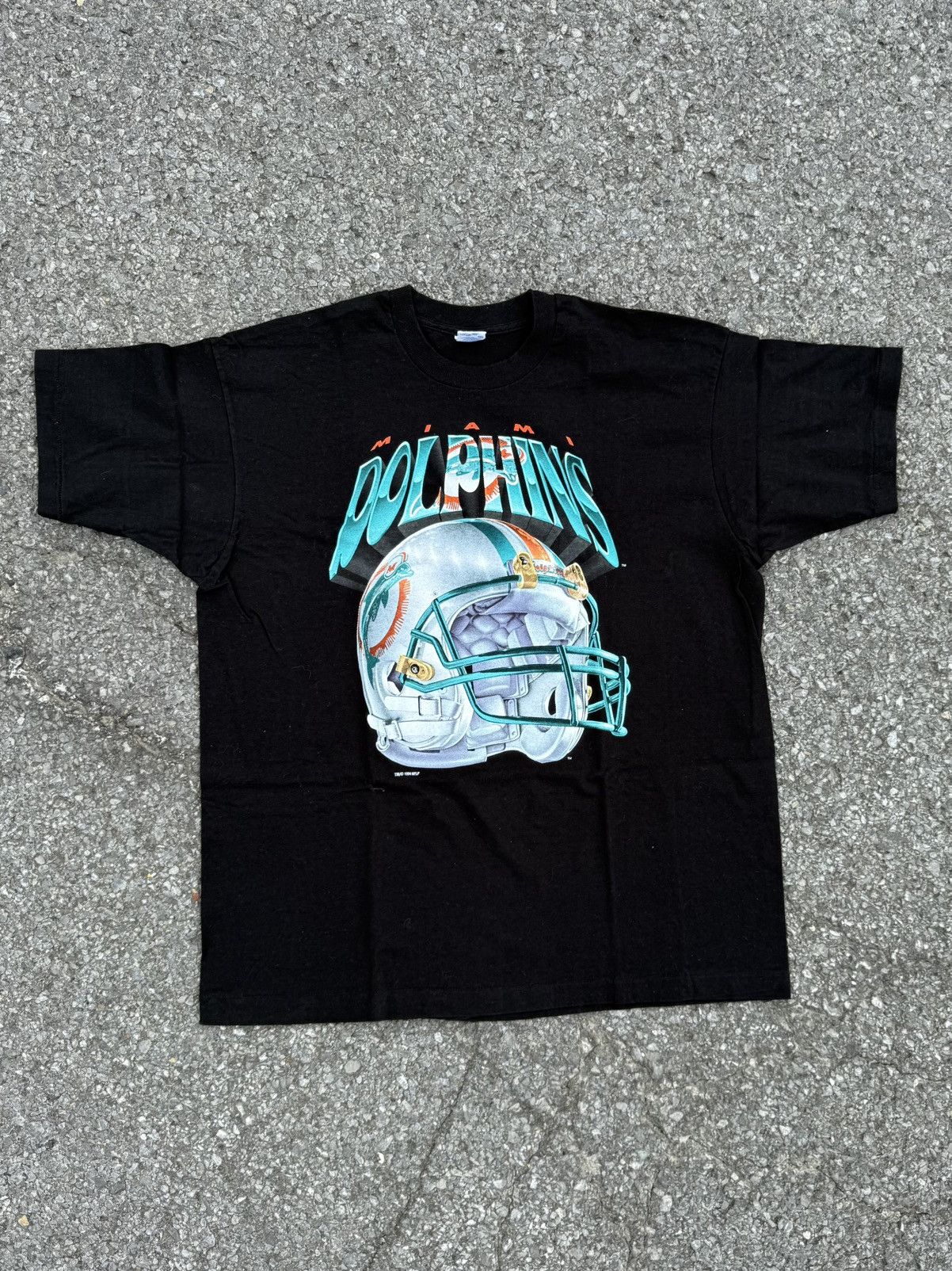 Salem Sportswear 1994 Vintage Miami Dolphin NFL Helmet Tee Size US XL / EU 56 / 4 - 1 Thumbnail