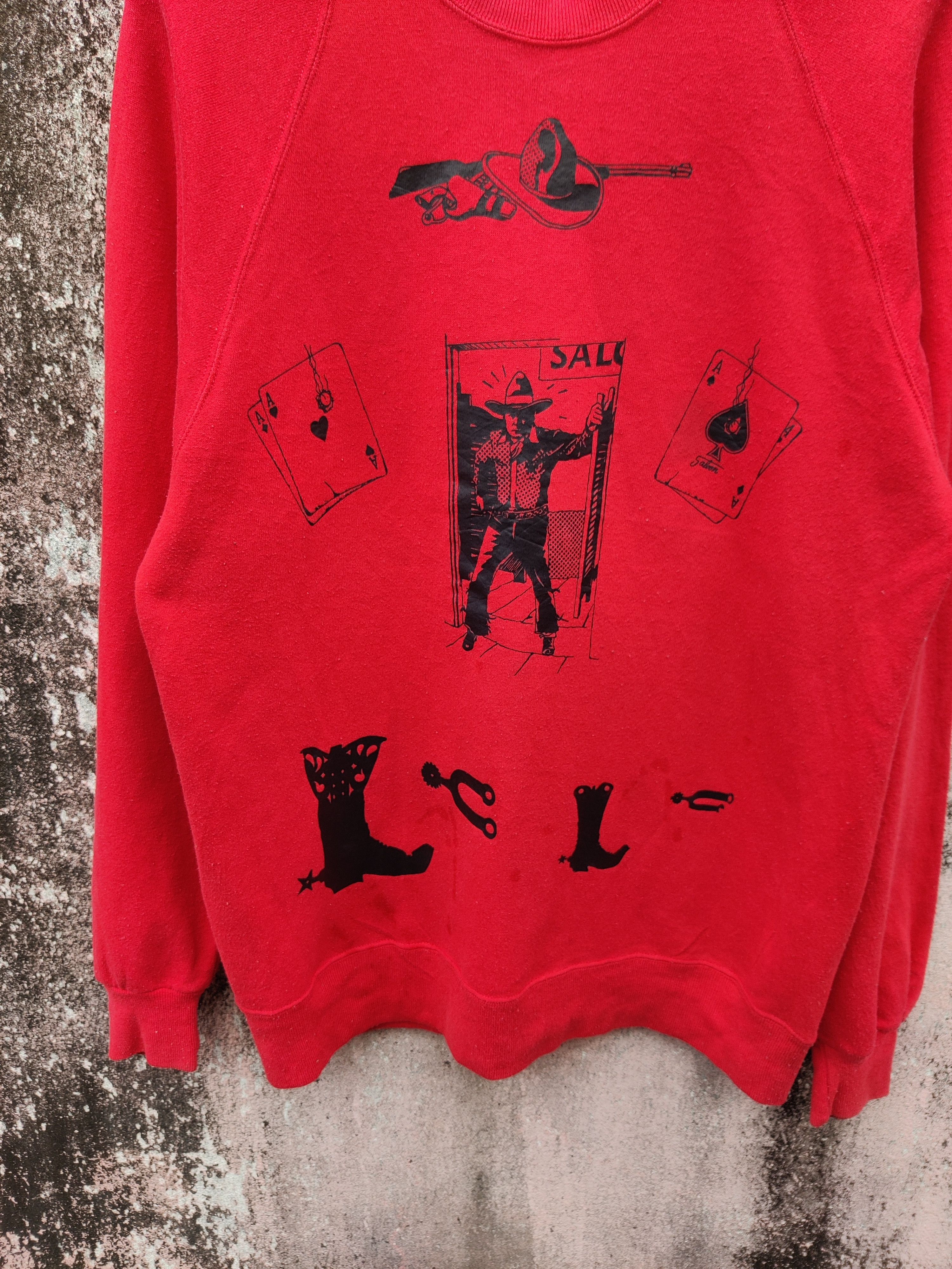 Vintage Vintage Western Cowboy Spades Aces Sweatshirt Size US XXL / EU 58 / 5 - 4 Thumbnail