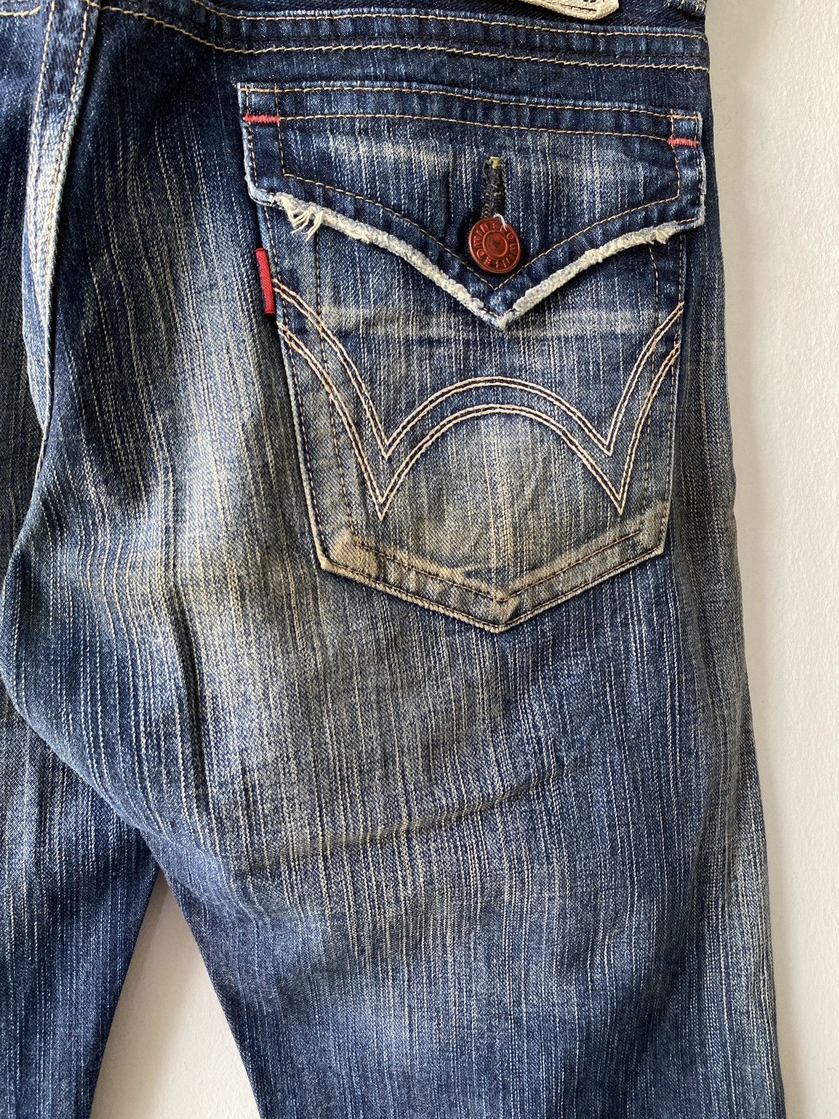 Edwin Japanese Brand Edwin 503 Blue Trip Distressed Denim Size US 31 - 14 Thumbnail