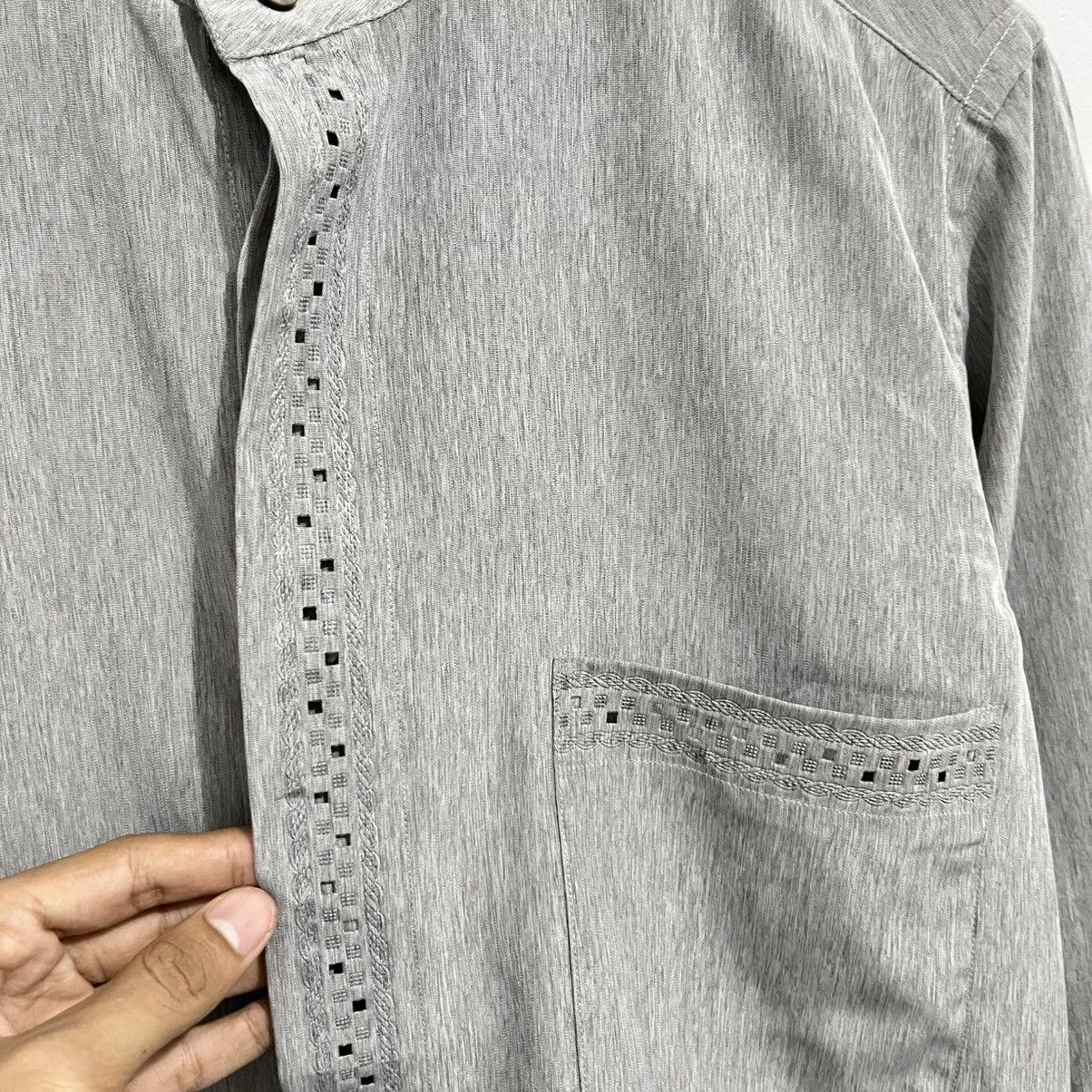 Japanese Brand × Kansai Yamamoto Kansai Yamamoto Vintage Long-Sleeve Shirt - Gray Textured Size US M / EU 48-50 / 2 - 6 Thumbnail