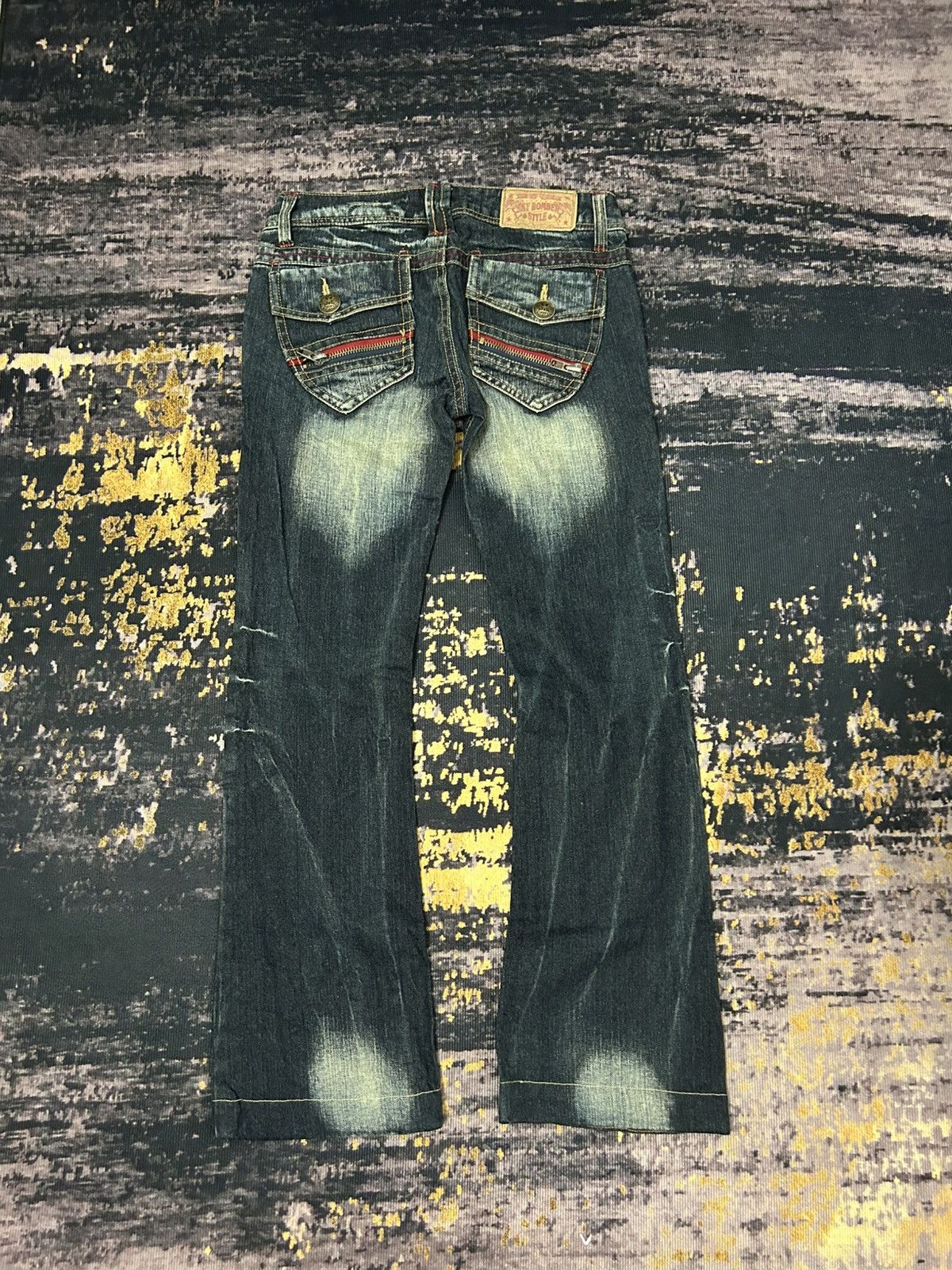 Japanese Brand Vintage Sky Bomber Mudwash Flare Jeans Size US 30 / EU 46 - 1 Thumbnail