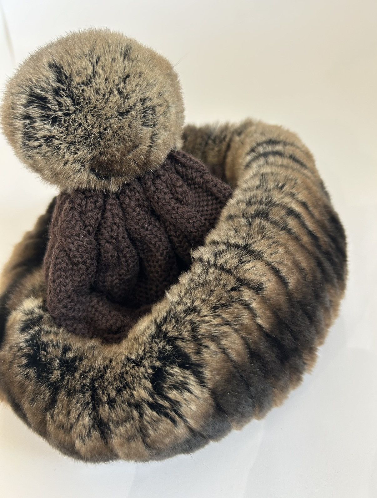 Other Winter hat made of natural mink fur woolen wool furry Size ONE SIZE - 3 Thumbnail