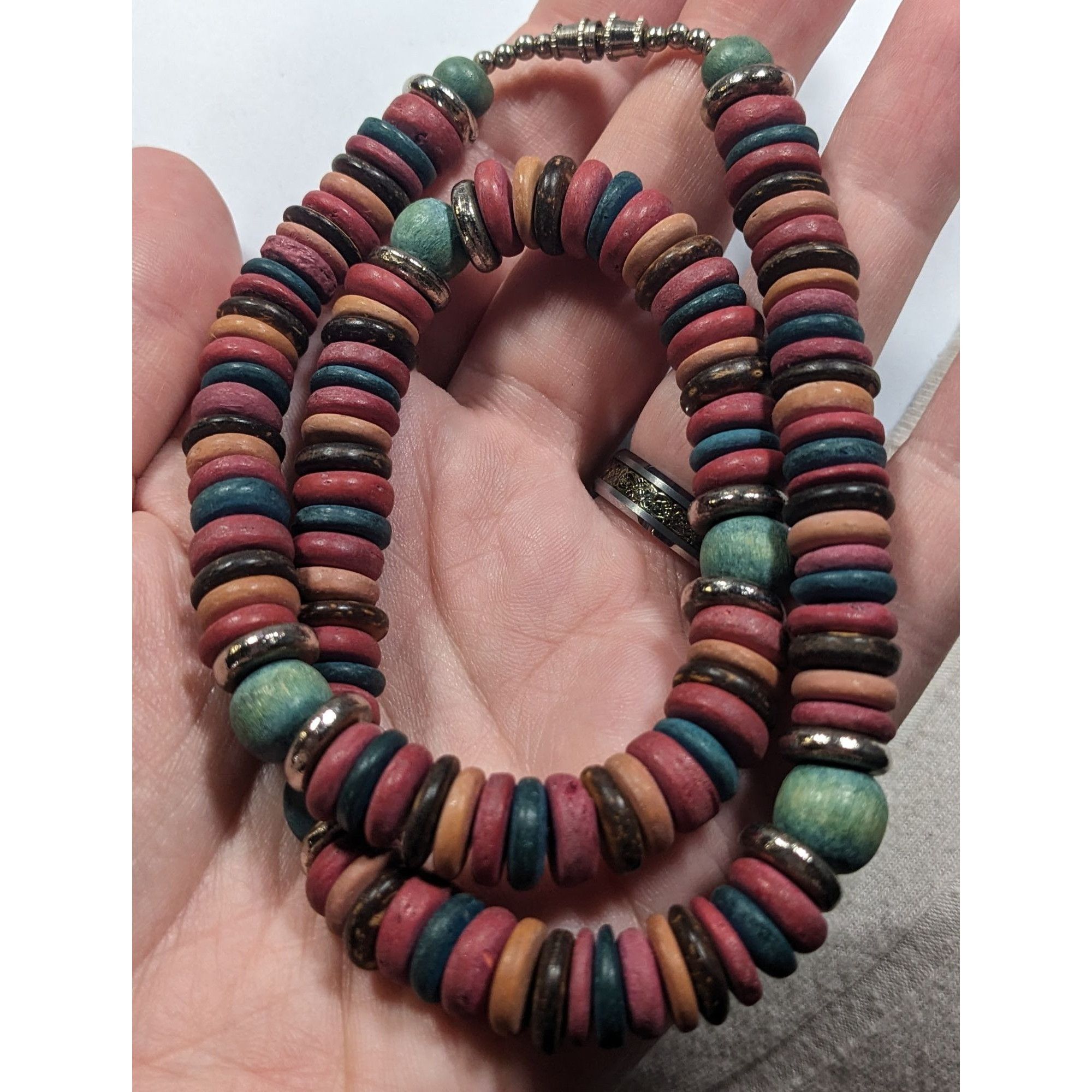 Other Retro Bohemian Rainbow Wood Disc Beaded Necklace Size ONE SIZE - 5 Thumbnail