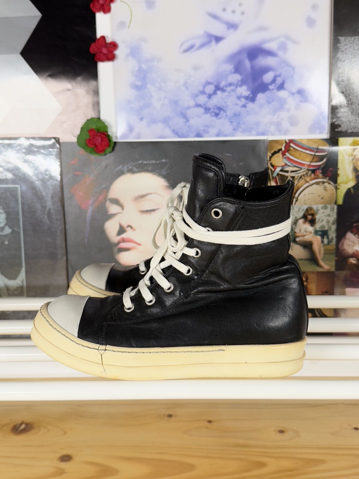 Rick Owens 2013 Mainline High Top Leather Ramones Size US 6 / IT 36 - 4 Thumbnail