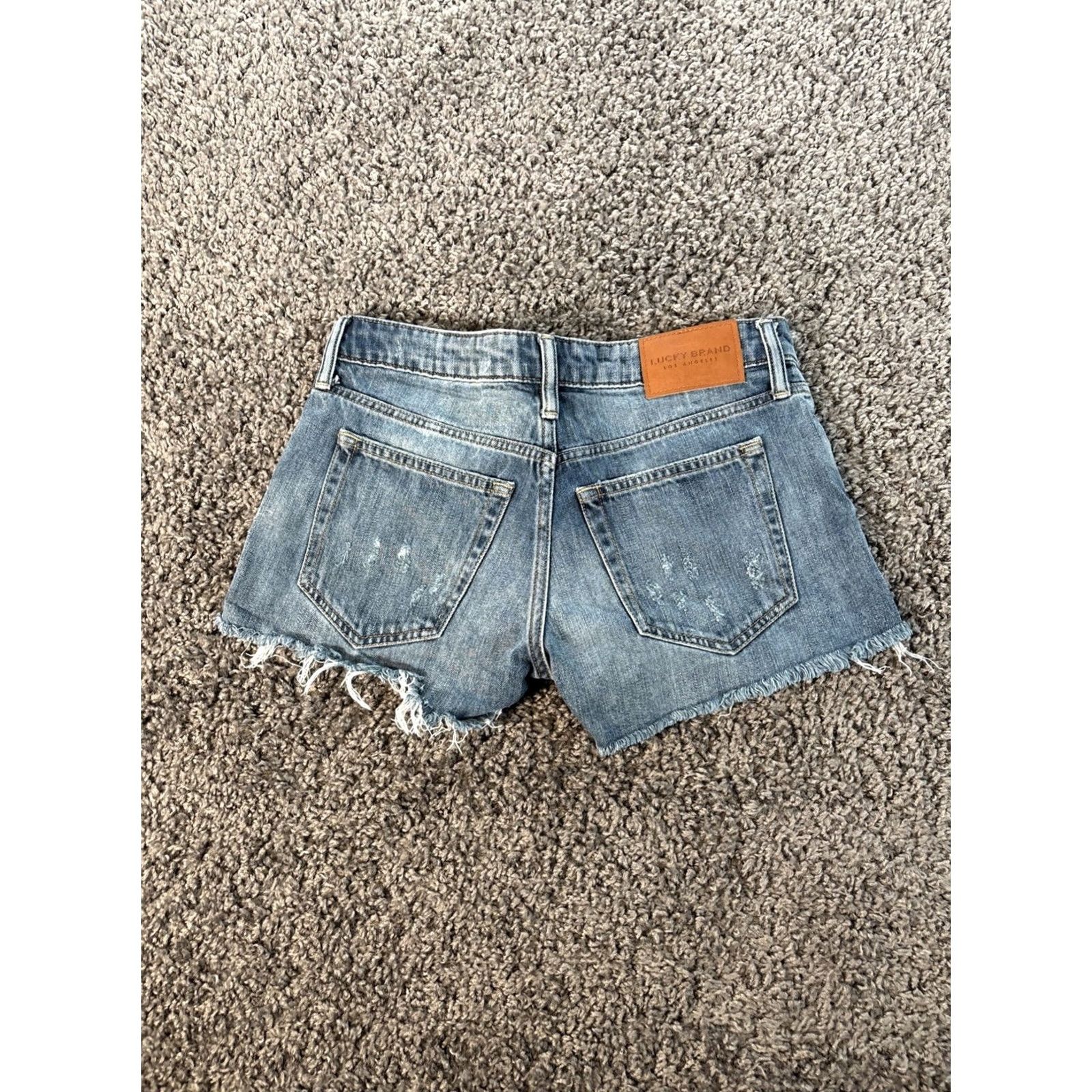 Lucky Brand VINTAGE Lucky Brand Low Rise Shorts Womens 28 Denim Distressed Frayed 90s Cut-Off Mini Blue Size 28" / US 6 / IT 42 - 6 Thumbnail