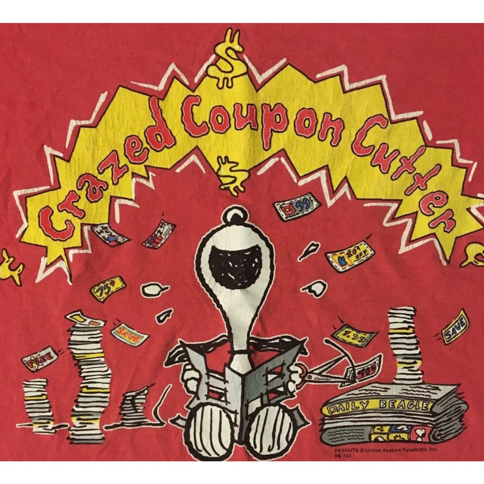 Peanuts VINTAGE Snoopy Shopper Shirt Mens M Pink 90s Peanuts Funny Grunge Cartoons T-Shirt Size US M / EU 48-50 / 2 - 2 Thumbnail