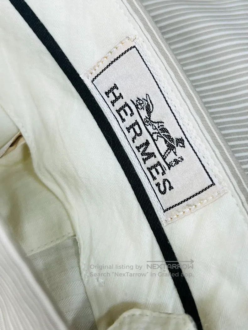 Hermes Hermes Striped casual pants, leather buckle adjustable wai Size US 34 / EU 50 - 4 Thumbnail