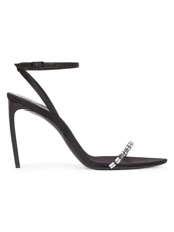Saint Laurent Paris o1s1wg111124 Gloria Crepe Satin Sandals in Black Size US 9 / IT 39 - 1 Thumbnail