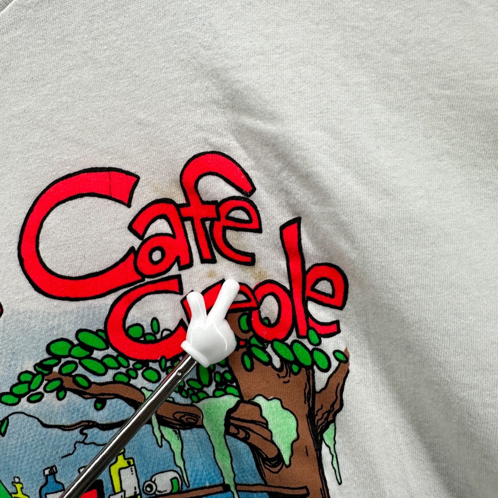 Vintage VINTAGE Oneita Power T-Shirt White Men's L Rock Springs & Cafe Creole Cotton Size US L / EU 52-54 / 3 - 5 Thumbnail