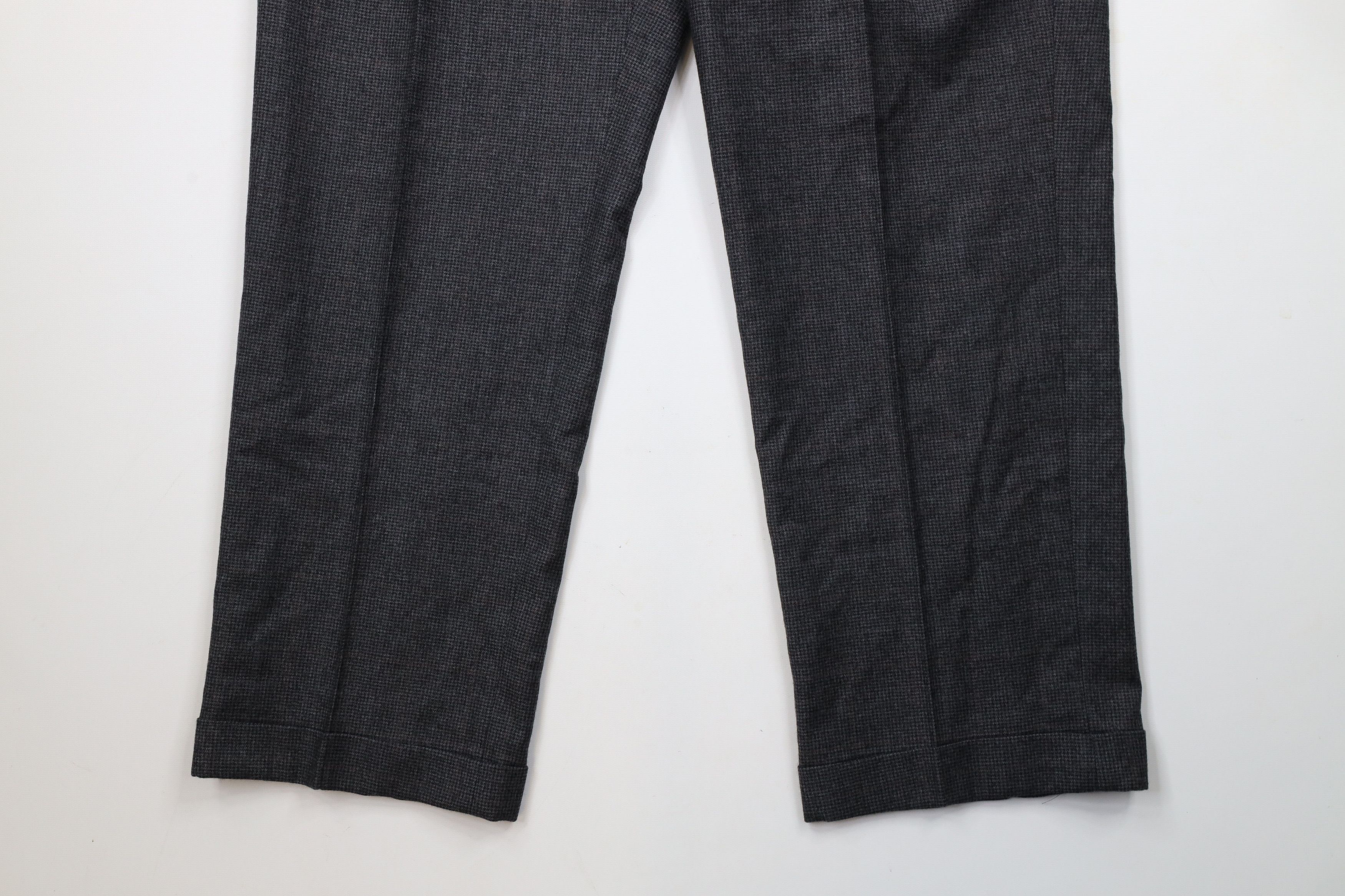 Ralph Lauren × Vintage Vintage Ralph Lauren Cuffed Wool Houndstooth Wide Leg Pants Size US 34 / EU 50 - 4 Thumbnail