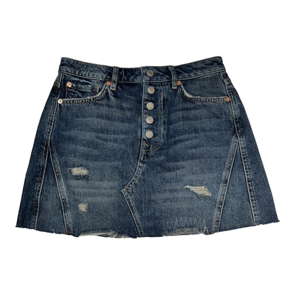 Free People Free People l Button Fly A-Line Mini Skirt Size 27 Size 27" / US 4 / IT 40 - 2 Thumbnail