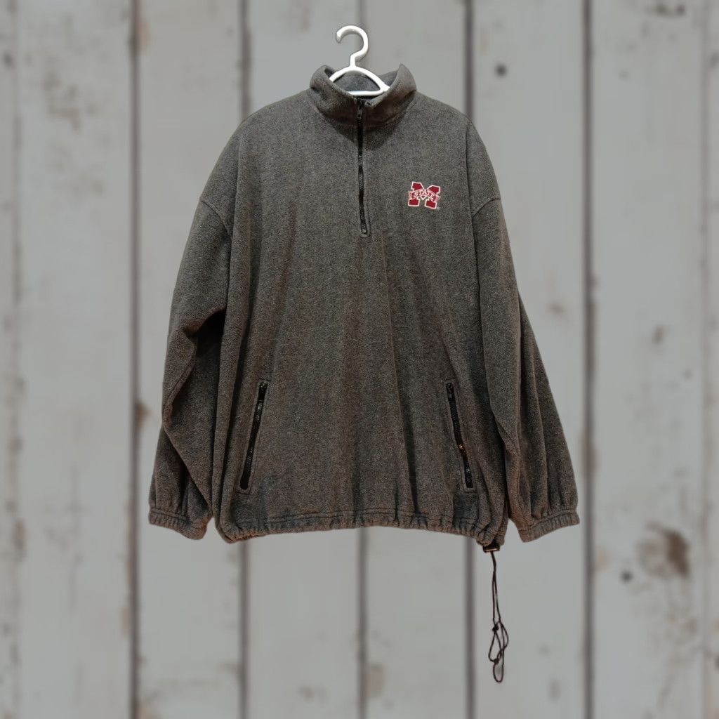 Vintage Mississippi State University Quarter-Zip Pullover Fleece 2XL Gray Zip Mens Pullover Acadia Tag Stand-Up Collar State Theme Size US XXL / EU 58 / 5 - 1 Thumbnail